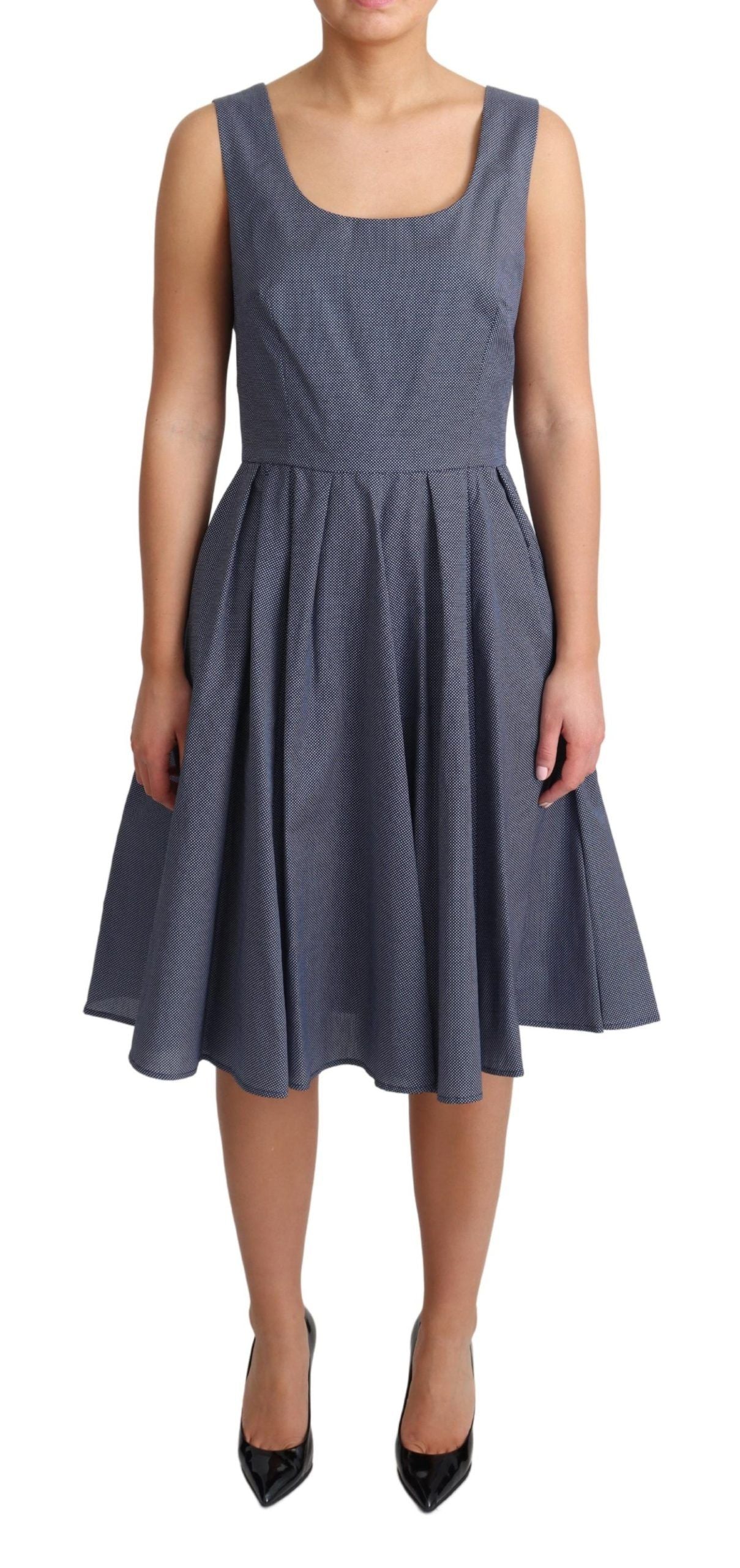Dolce & Gabbana blue stretch dress with polka-dot cotton in an A-line silhouette-1