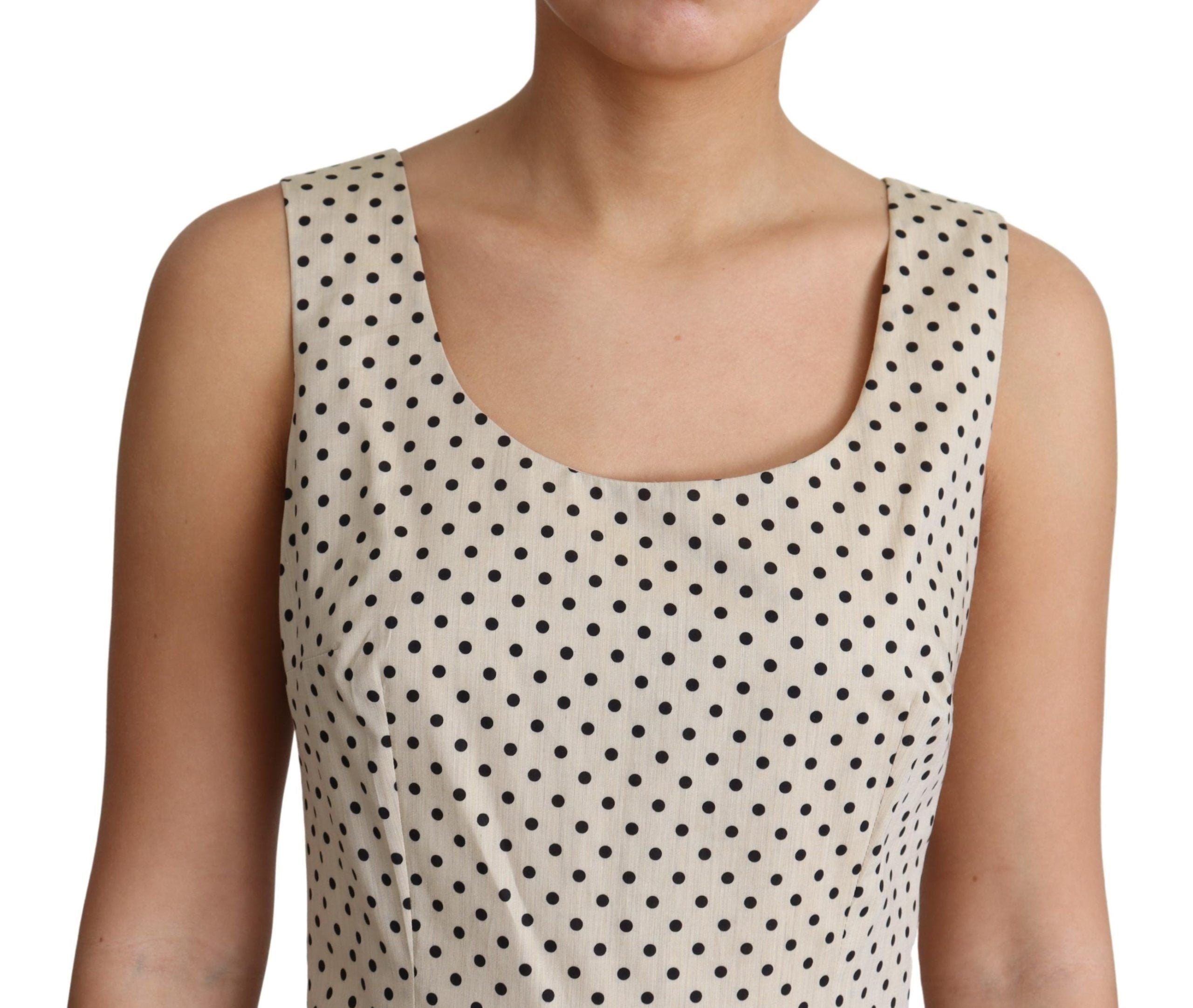 Vestido evasé de algodón con lunares beige de Dolce & Gabbana-5