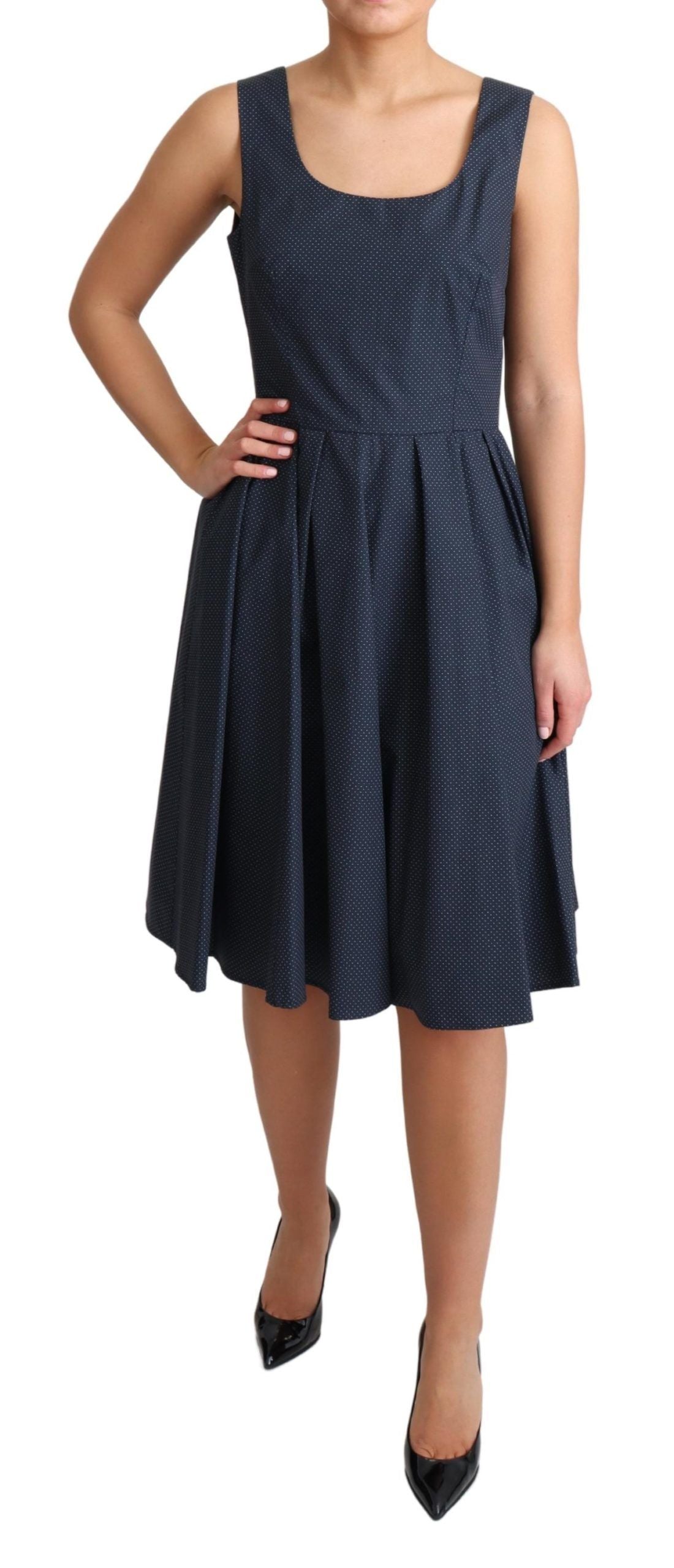 Dolce & Gabbana Blue Polka Dot A-Line Cotton Dress-2