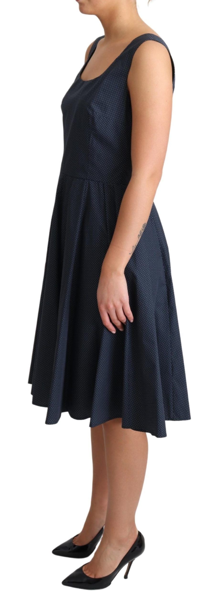 Dolce & Gabbana Blue Polka Dot A-Line Cotton Dress-3