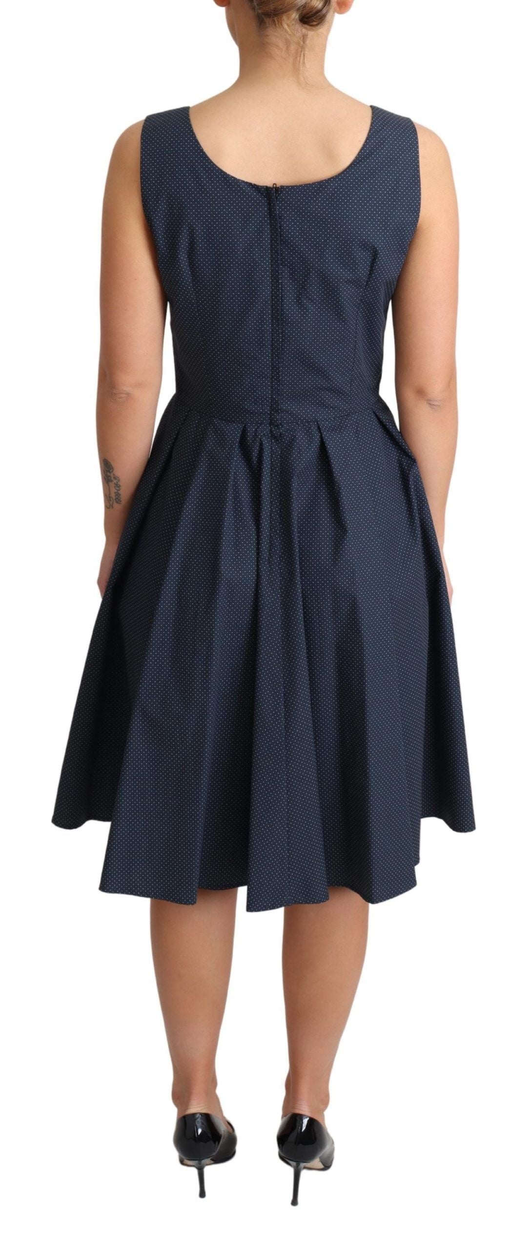 Dolce & Gabbana Blue Polka Dot A-Line Cotton Dress-4