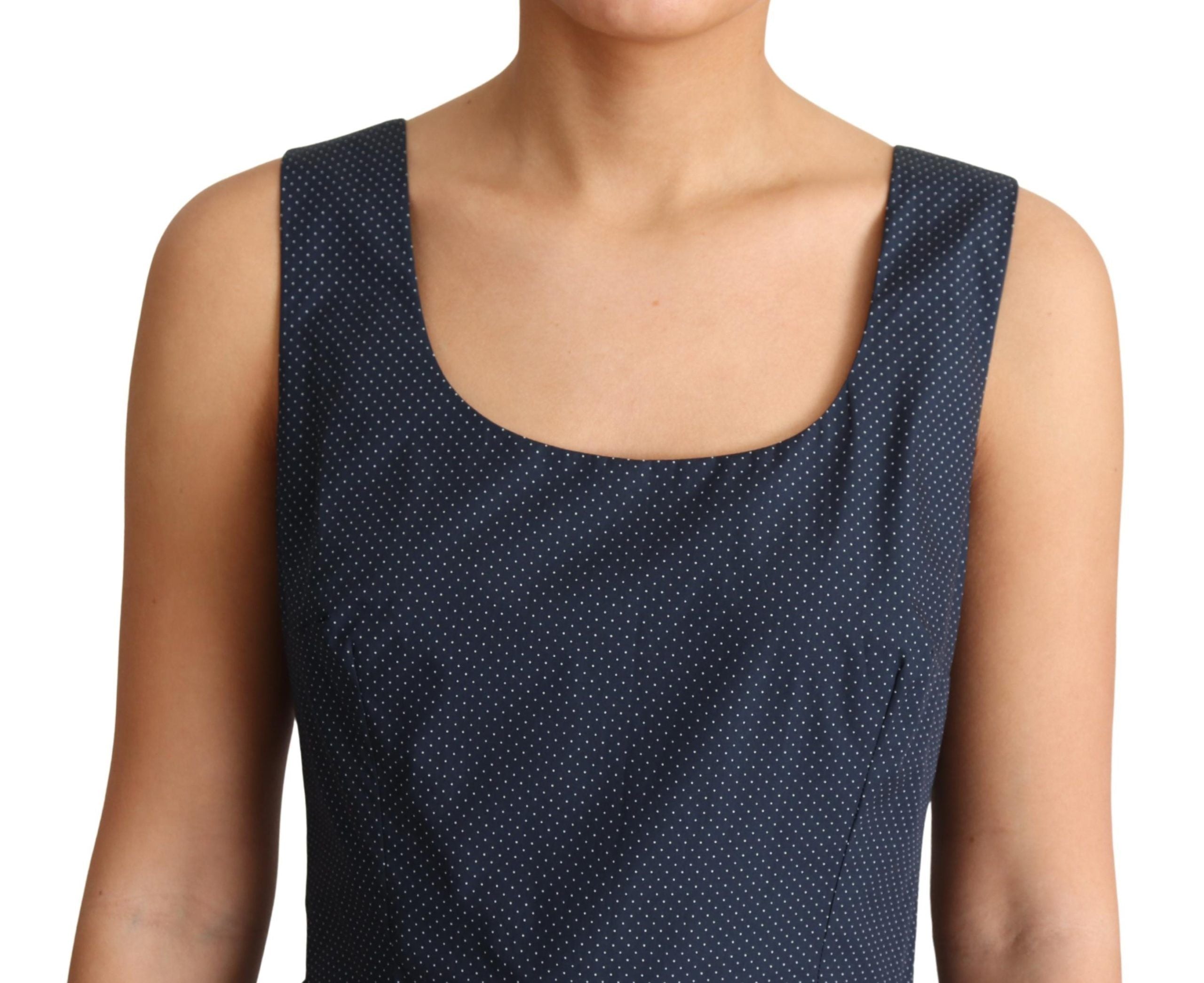 Dolce & Gabbana Blue Polka Dot A-Line Cotton Dress-5
