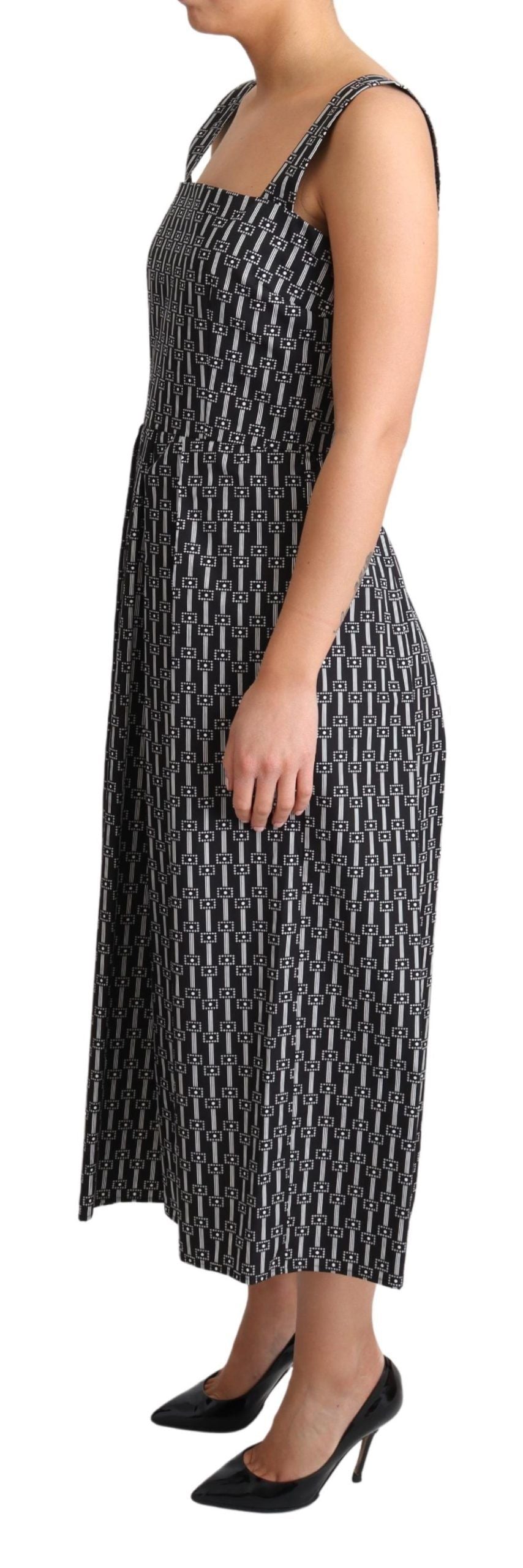 Dolce & Gabbana black and white patterned cotton A-line dress-4