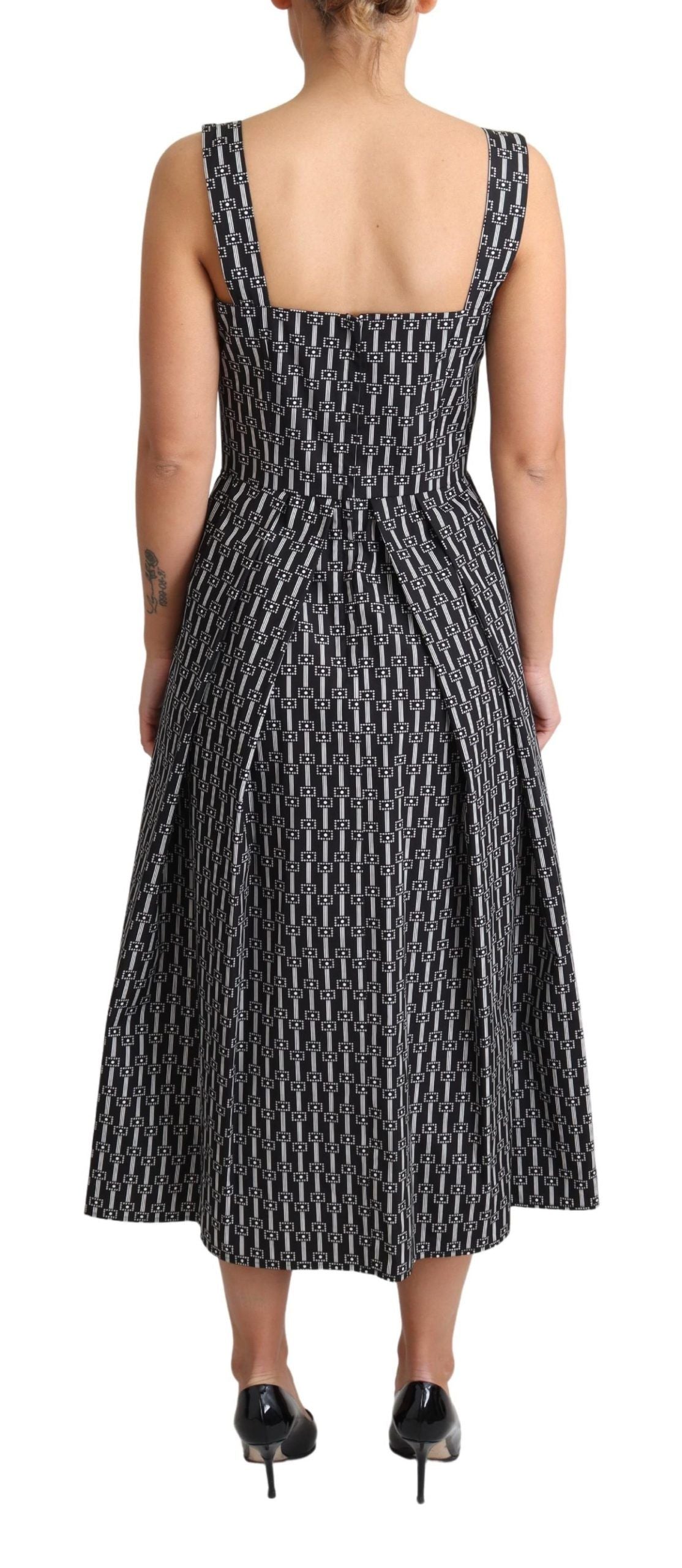 Dolce & Gabbana black and white patterned cotton A-line dress-3
