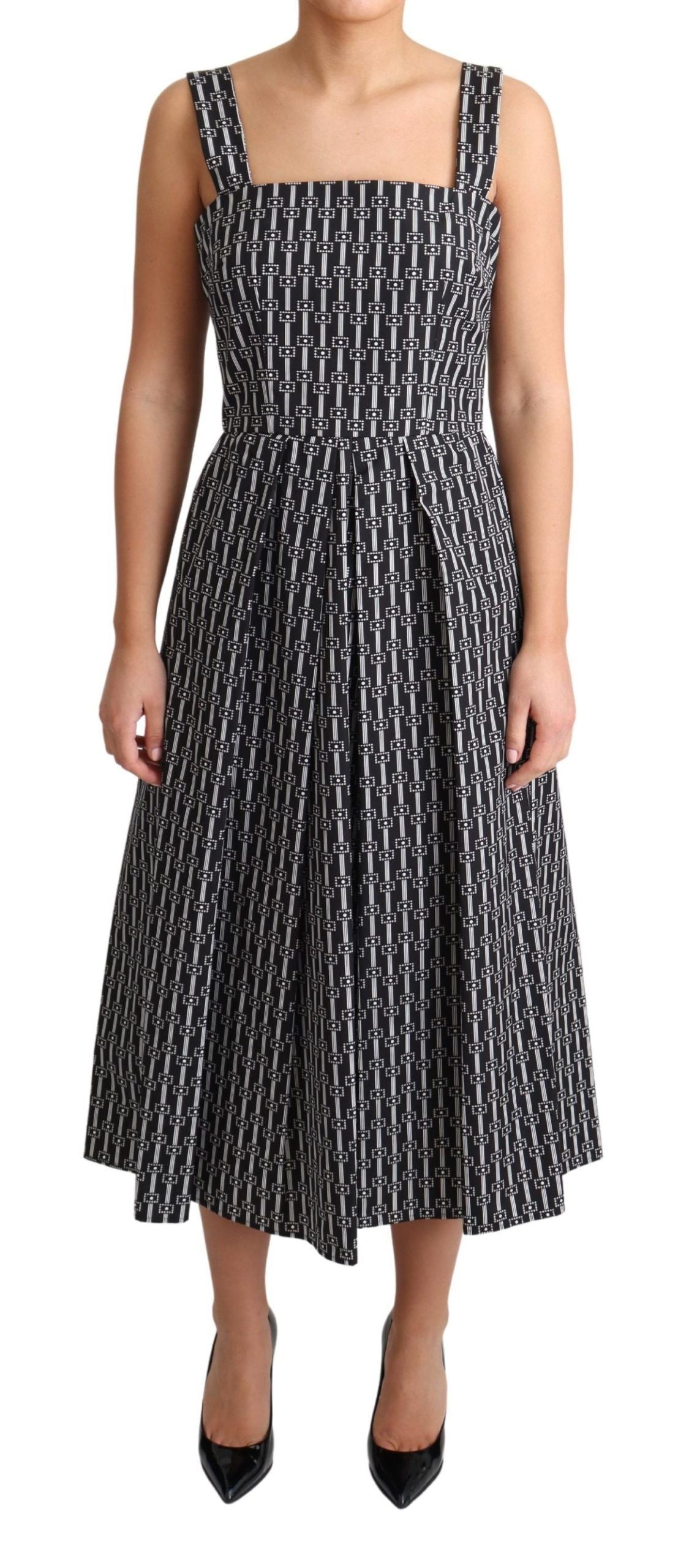 Dolce & Gabbana black and white patterned cotton A-line dress-1