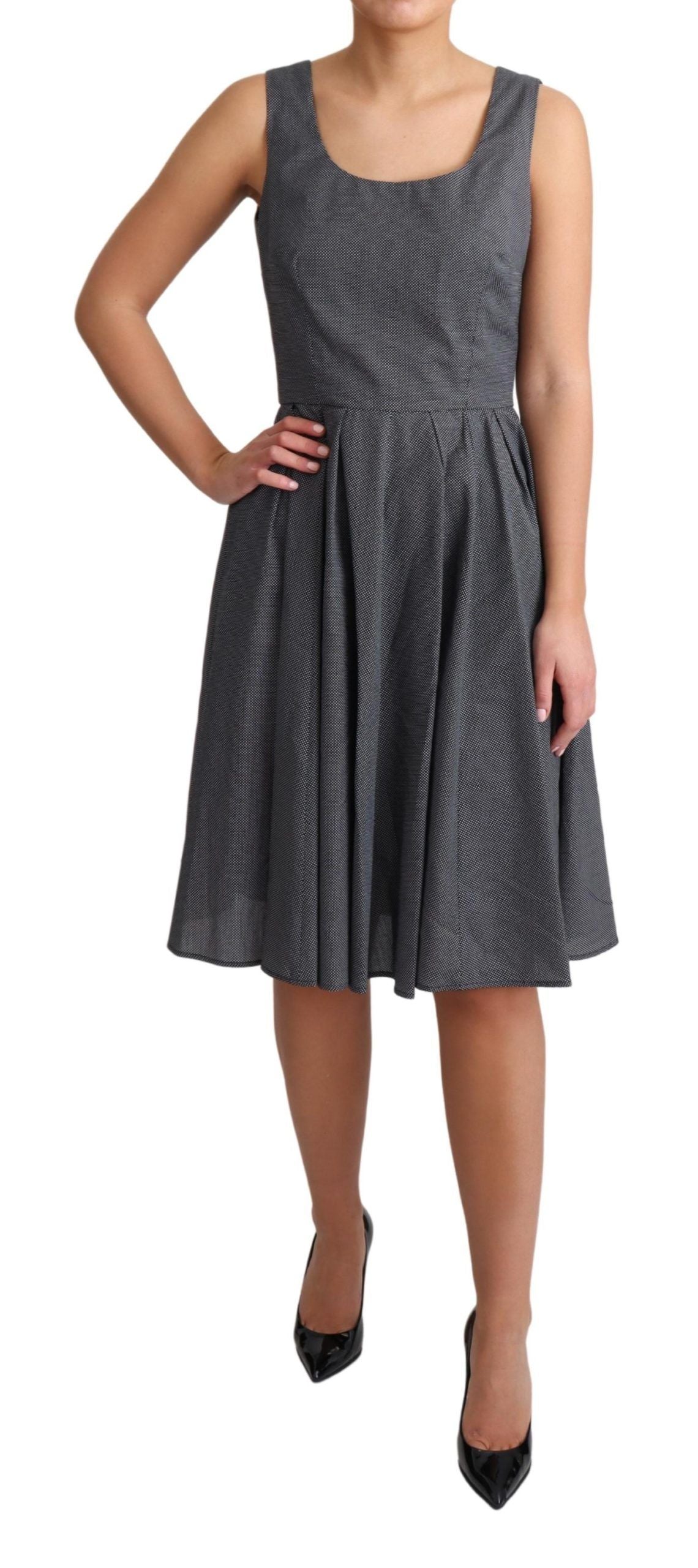 Dolce & Gabbana Schwarzes gepunktetes A-Linien-Kleid aus Baumwolle-2