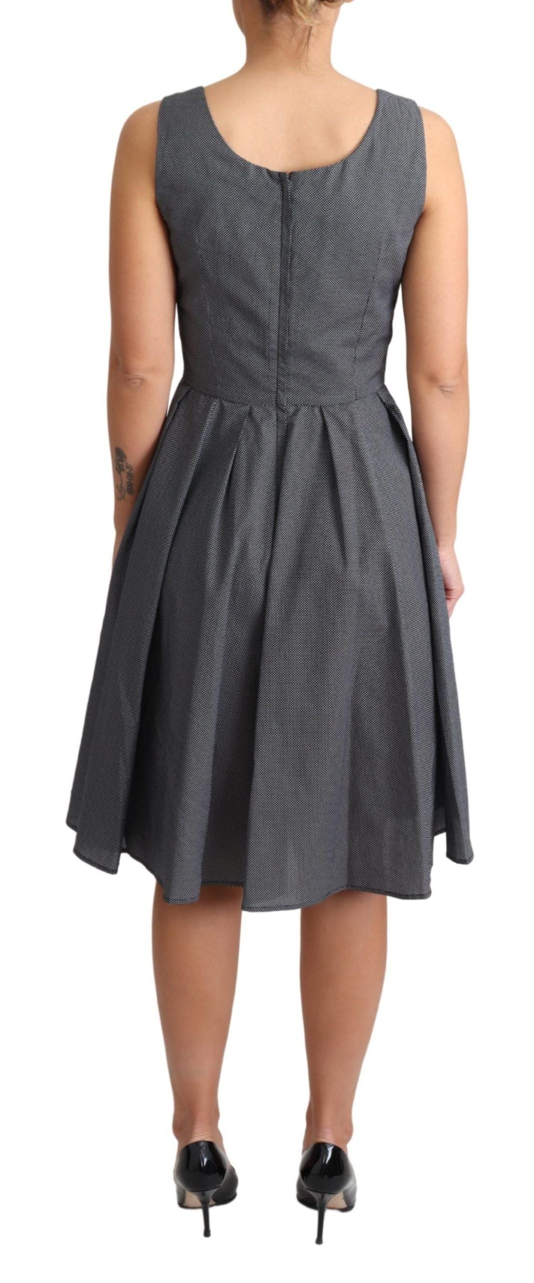 Dolce & Gabbana Schwarzes gepunktetes A-Linien-Kleid aus Baumwolle-4
