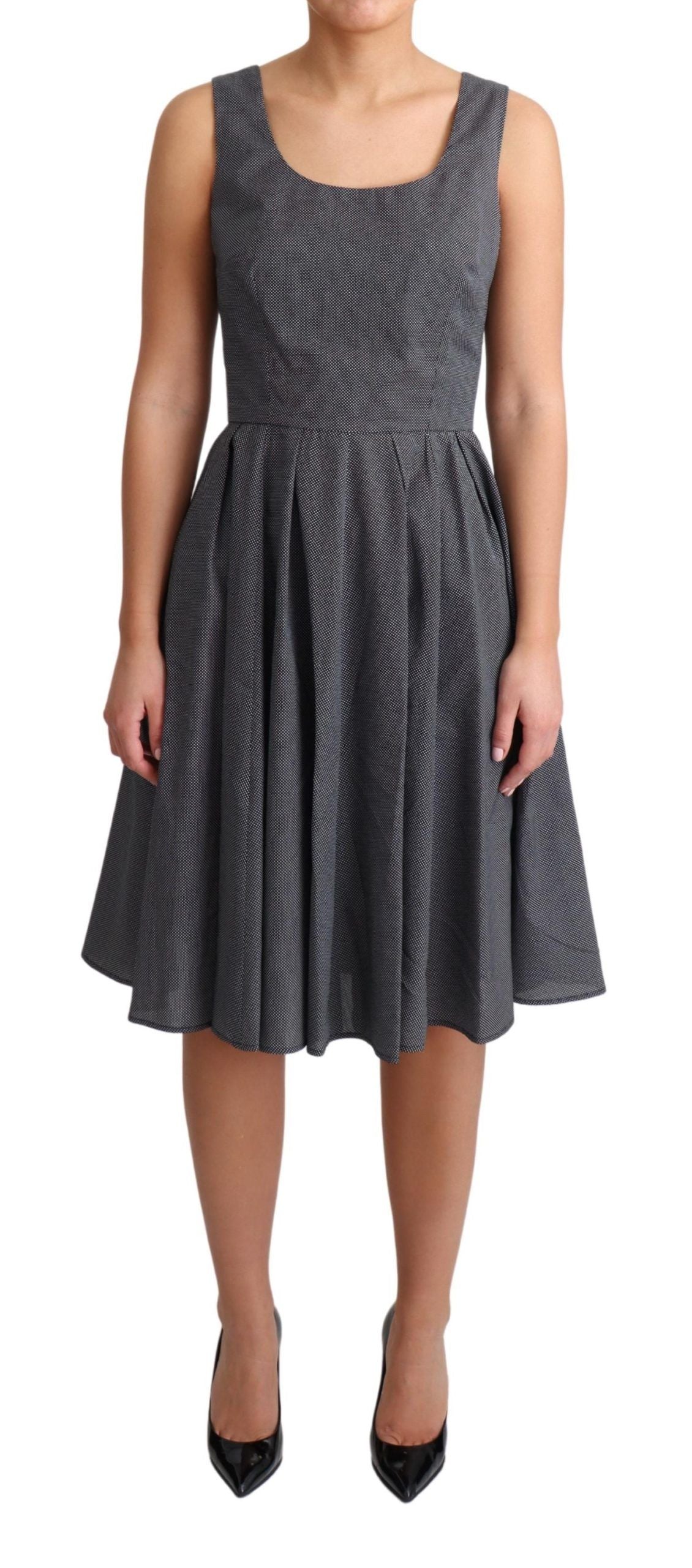 Dolce & Gabbana Schwarzes gepunktetes A-Linien-Kleid aus Baumwolle-1