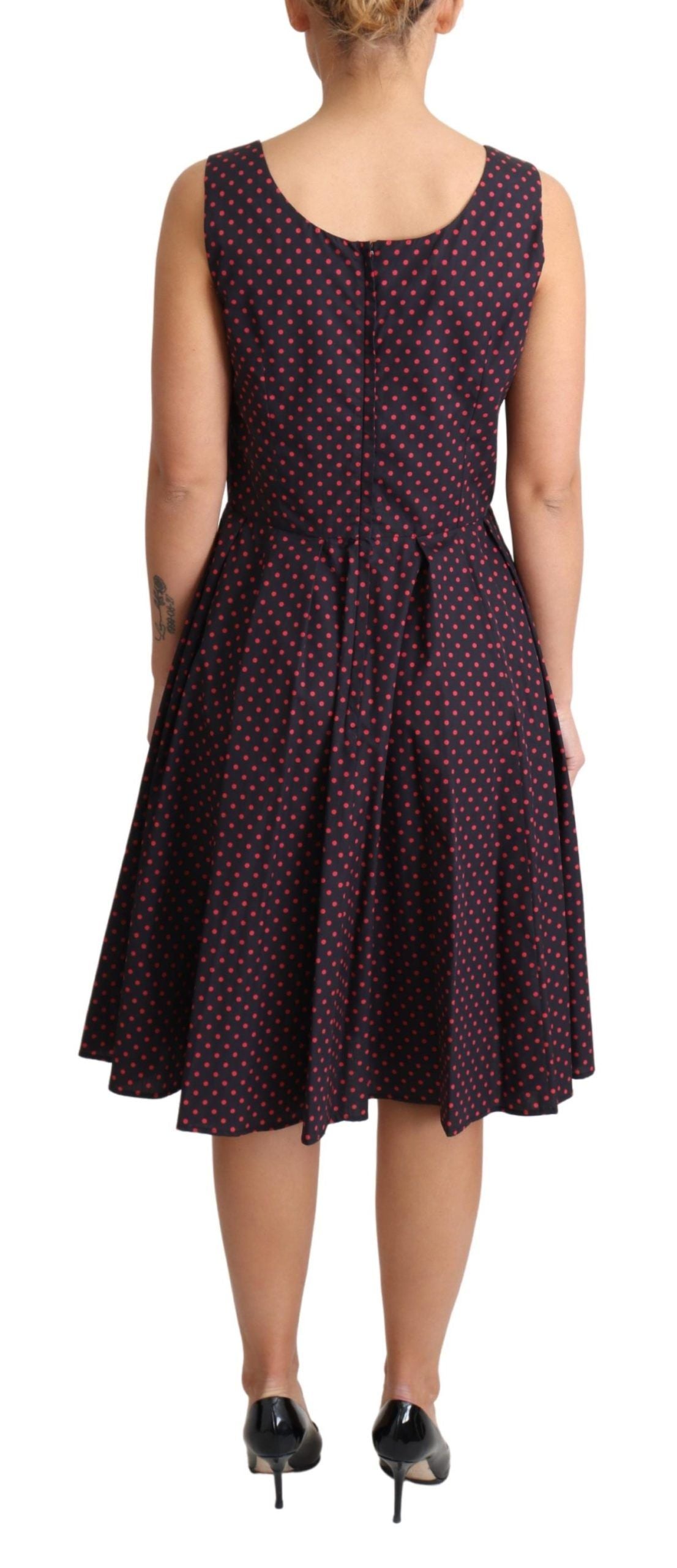 Dolce & Gabbana Red Blue Polka Cotton A-Line Dress-4