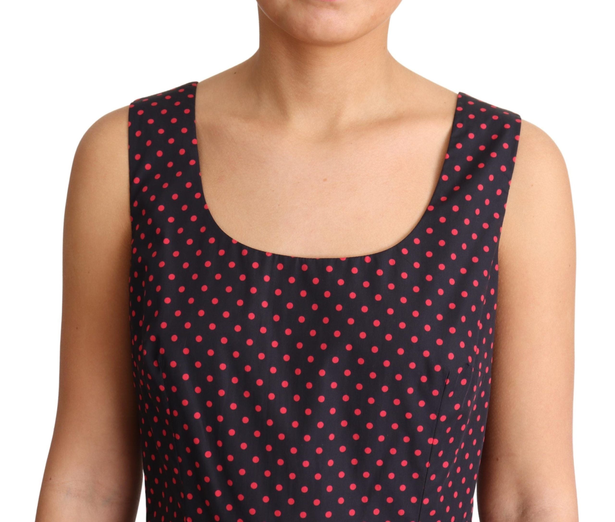 Dolce & Gabbana Red Blue Polka Cotton A-Line Dress-5