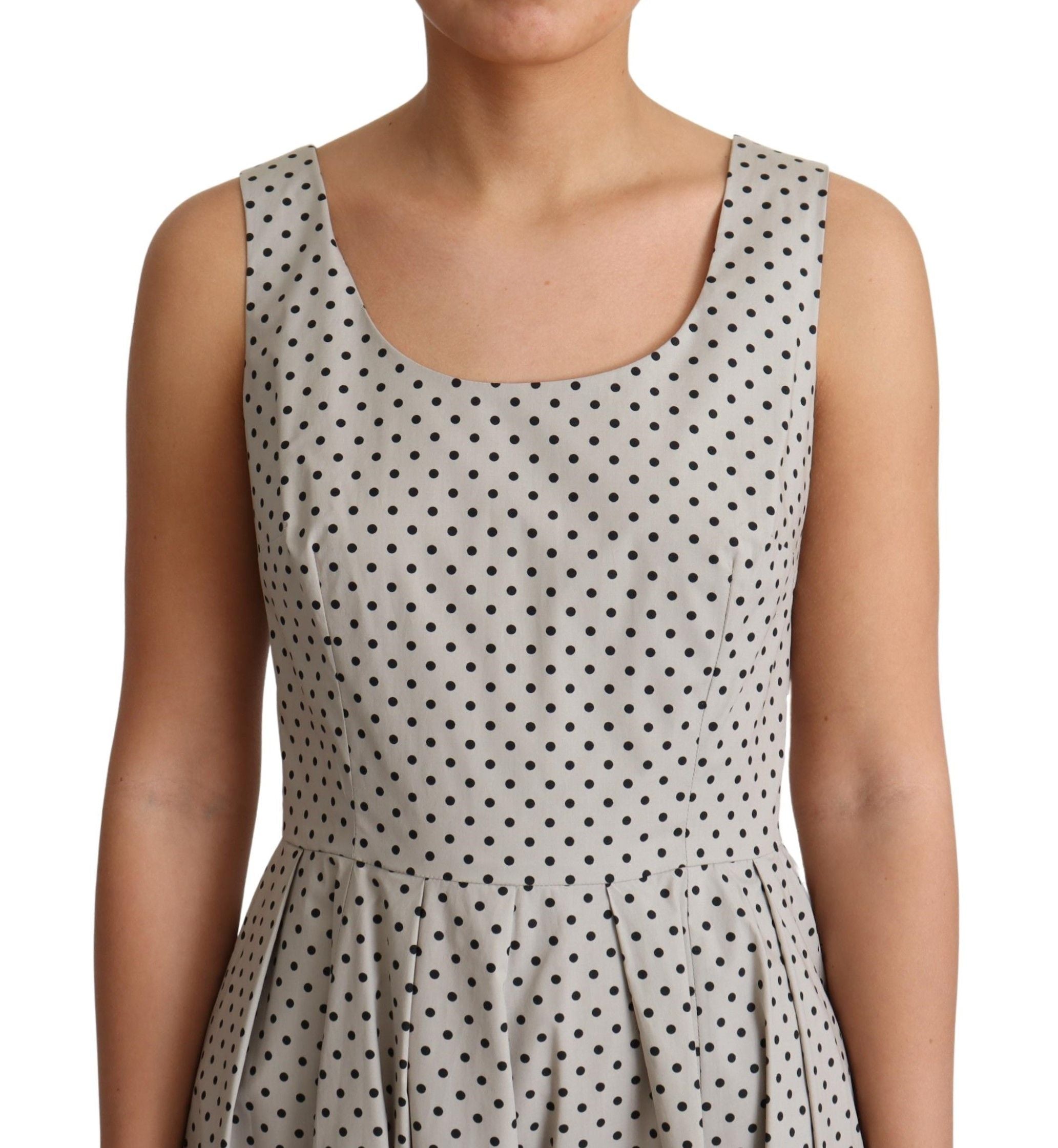 Vestido evasé de algodón con lunares beige de Dolce & Gabbana-5