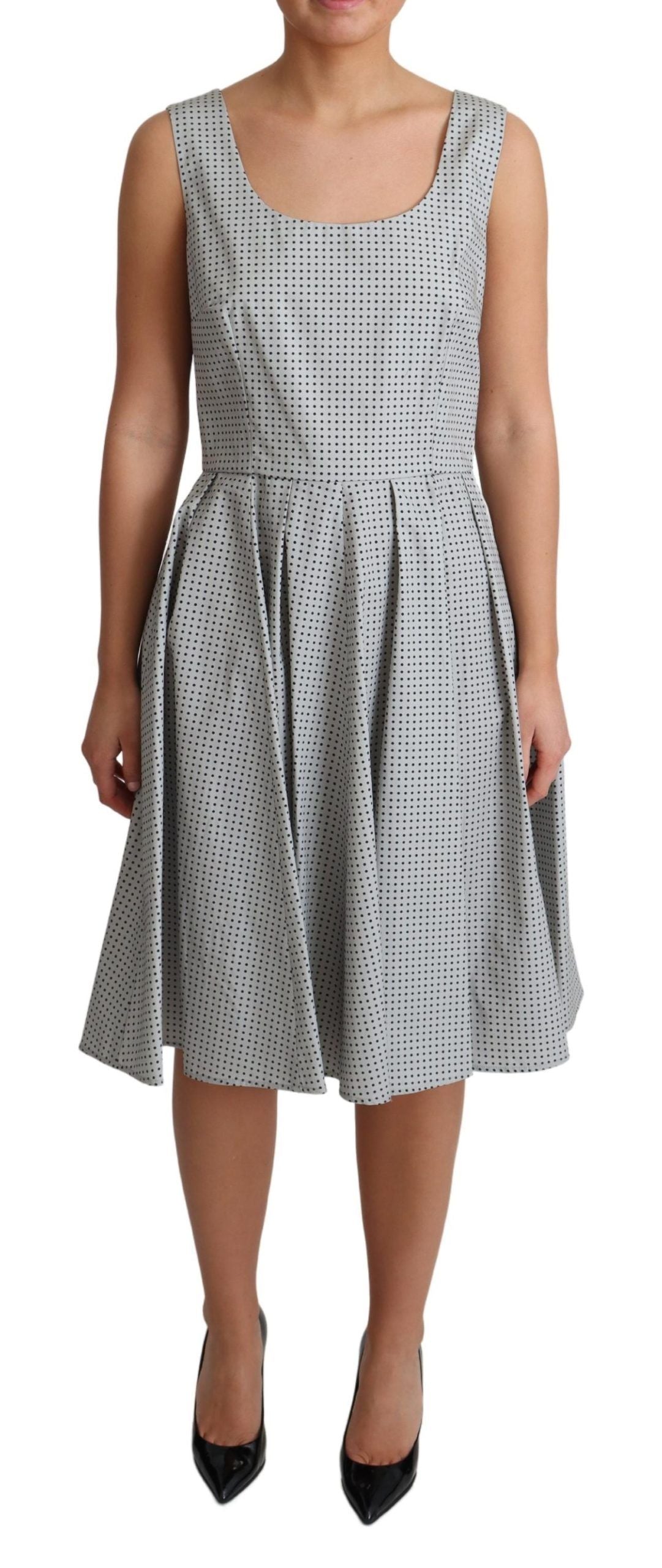 Dolce & Gabbana grey polka dot A-line dress in cotton-1