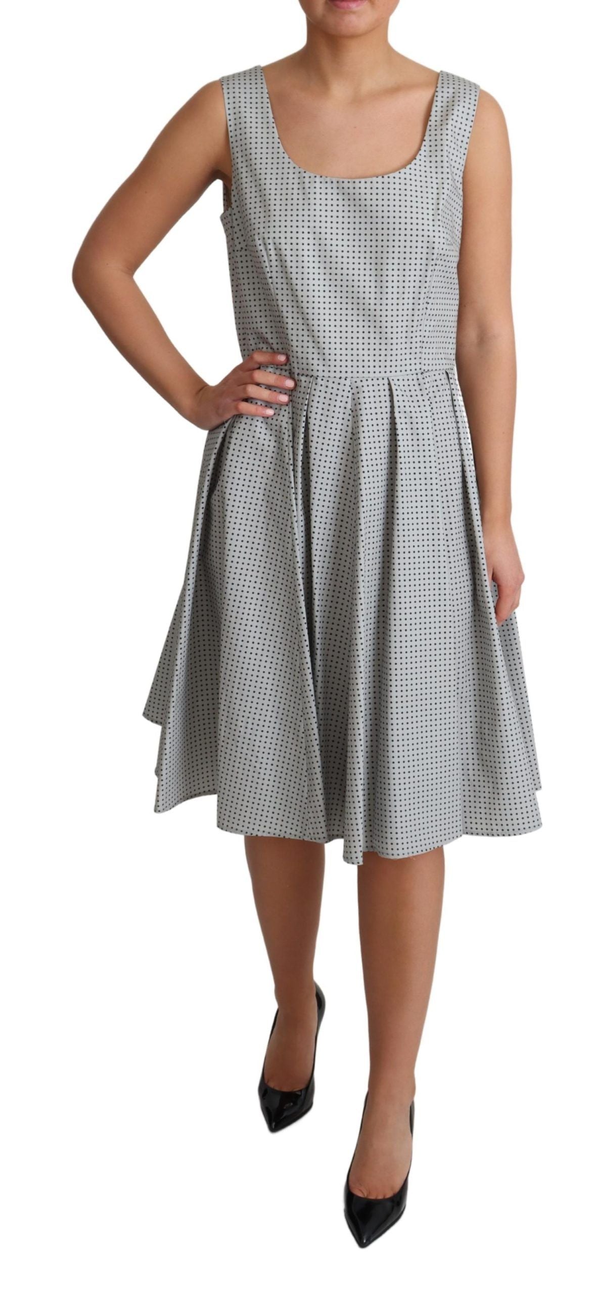 Dolce & Gabbana grey polka dot A-line dress in cotton-2