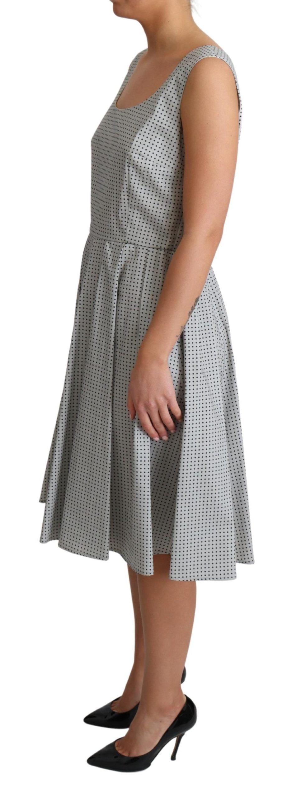 Dolce & Gabbana grey polka dot A-line dress in cotton-3