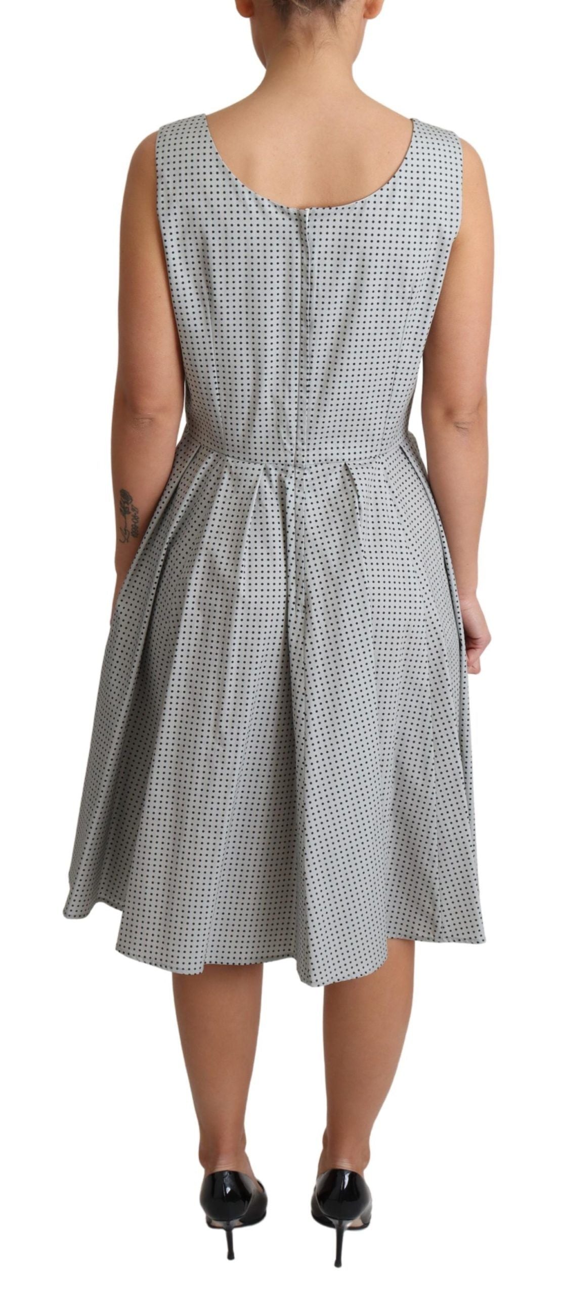 Dolce & Gabbana grey polka dot A-line dress in cotton-4