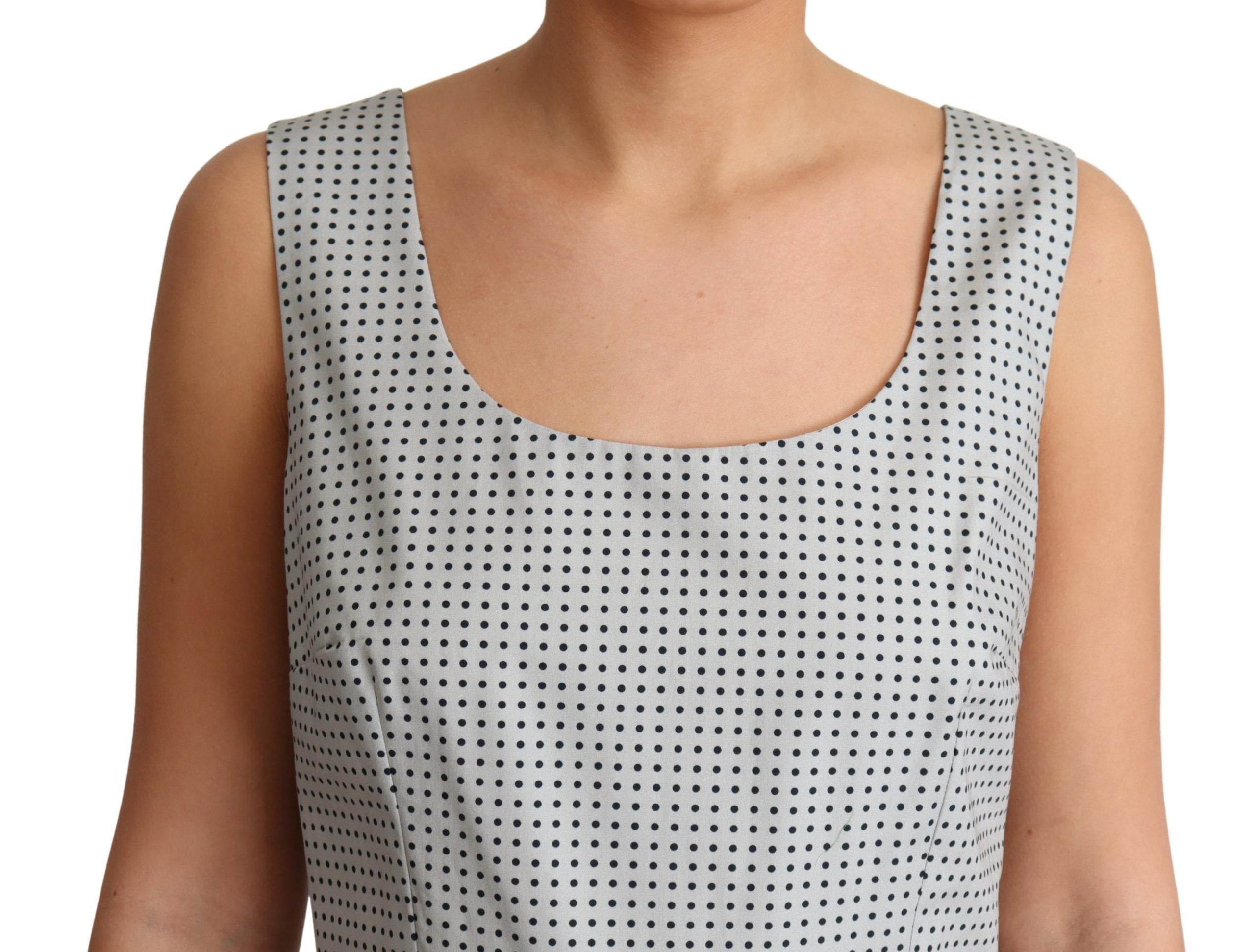 Dolce & Gabbana grey polka dot A-line dress in cotton-5