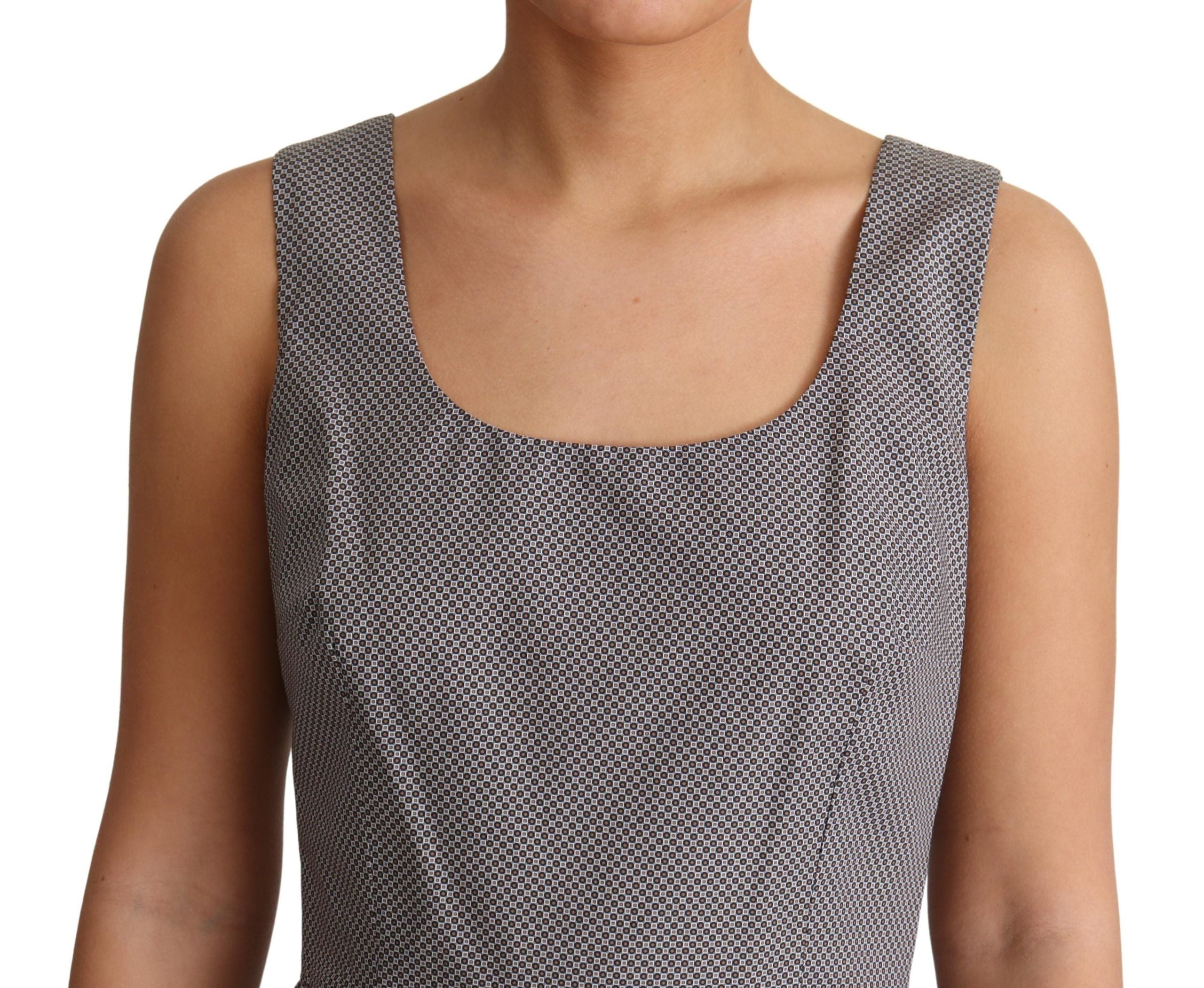 Dolce & Gabbana Blue and Beige Geometric Cotton A-Line Dress-5