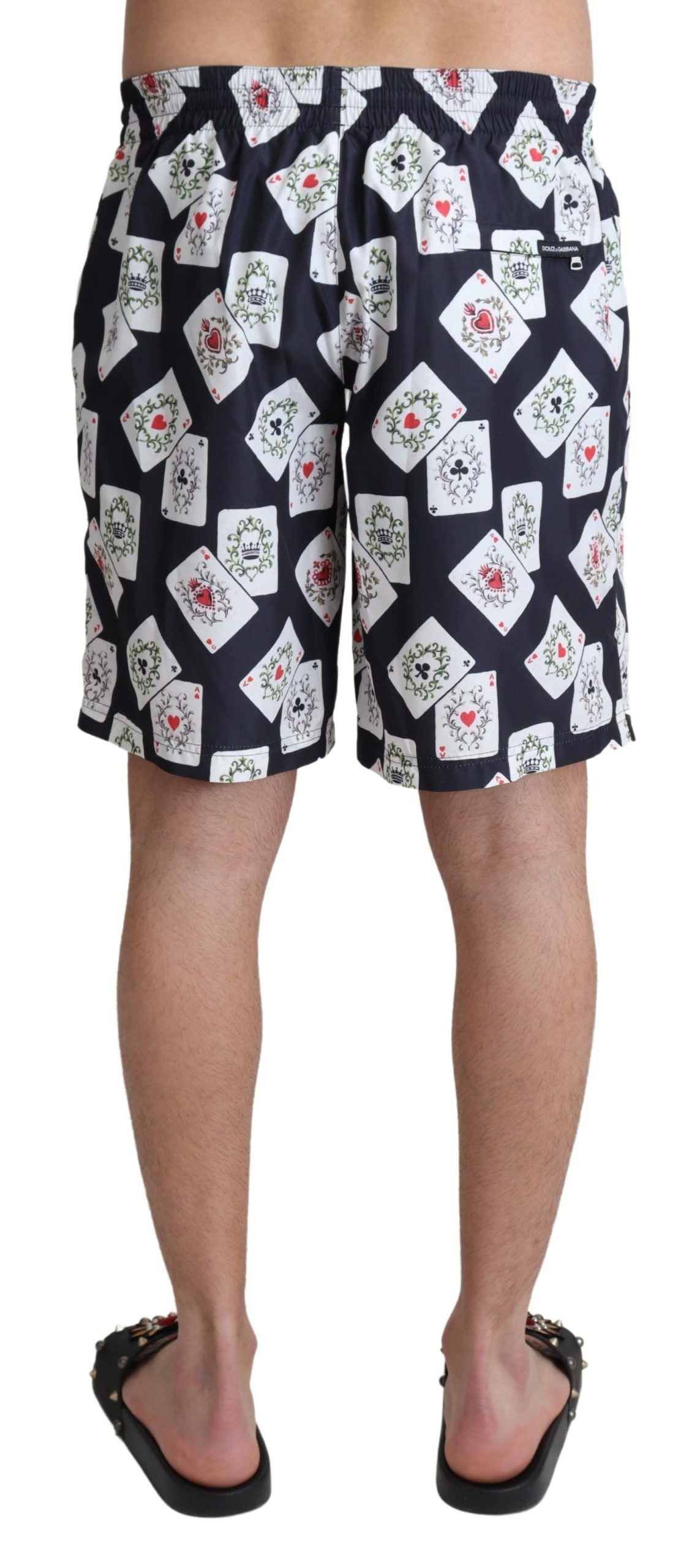 Dolce & Gabbana Black Card Deck Print Beachwear Swim Shorts-3