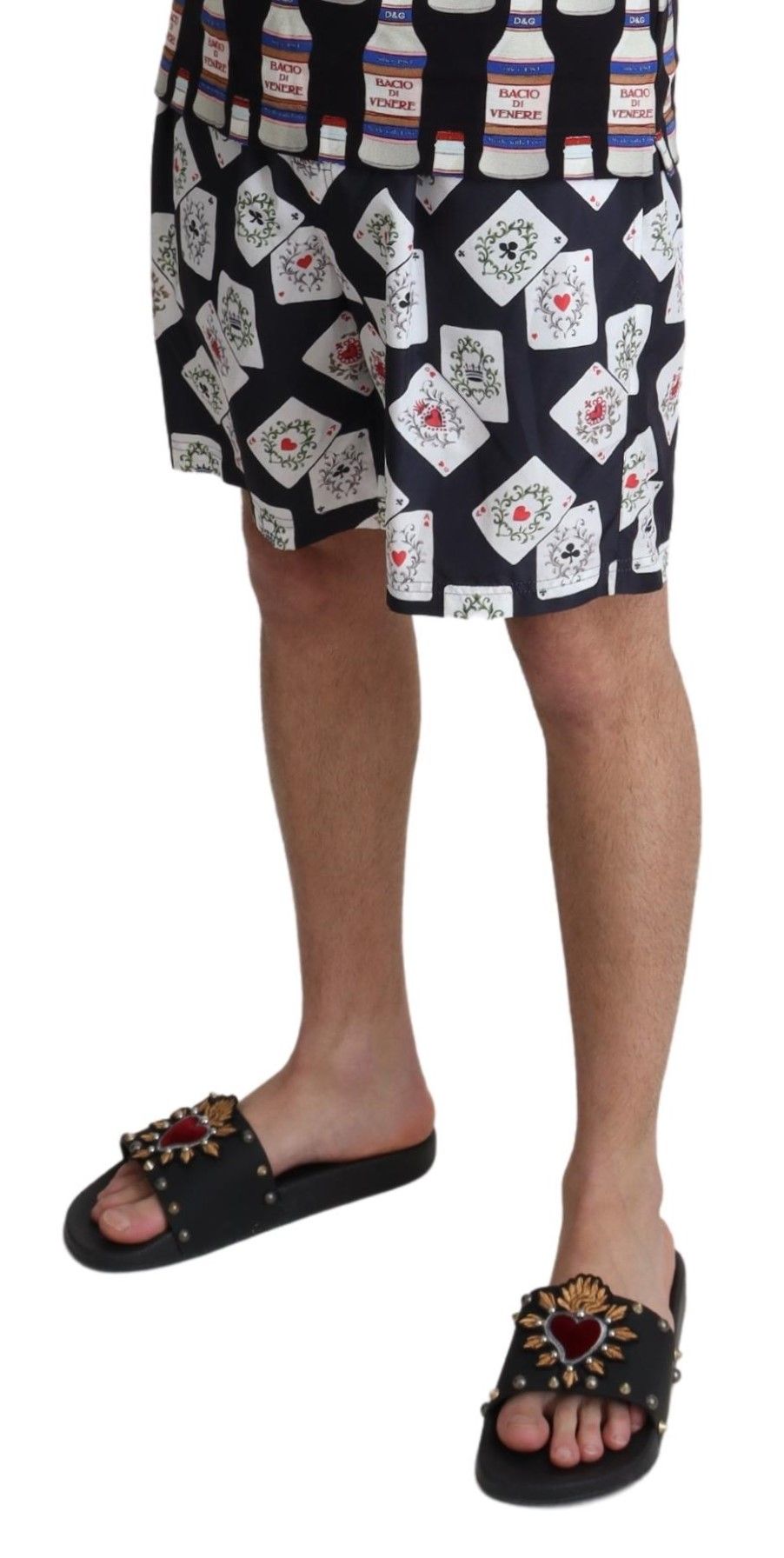 Dolce & Gabbana Black Card Deck Print Beachwear Swim Shorts-4