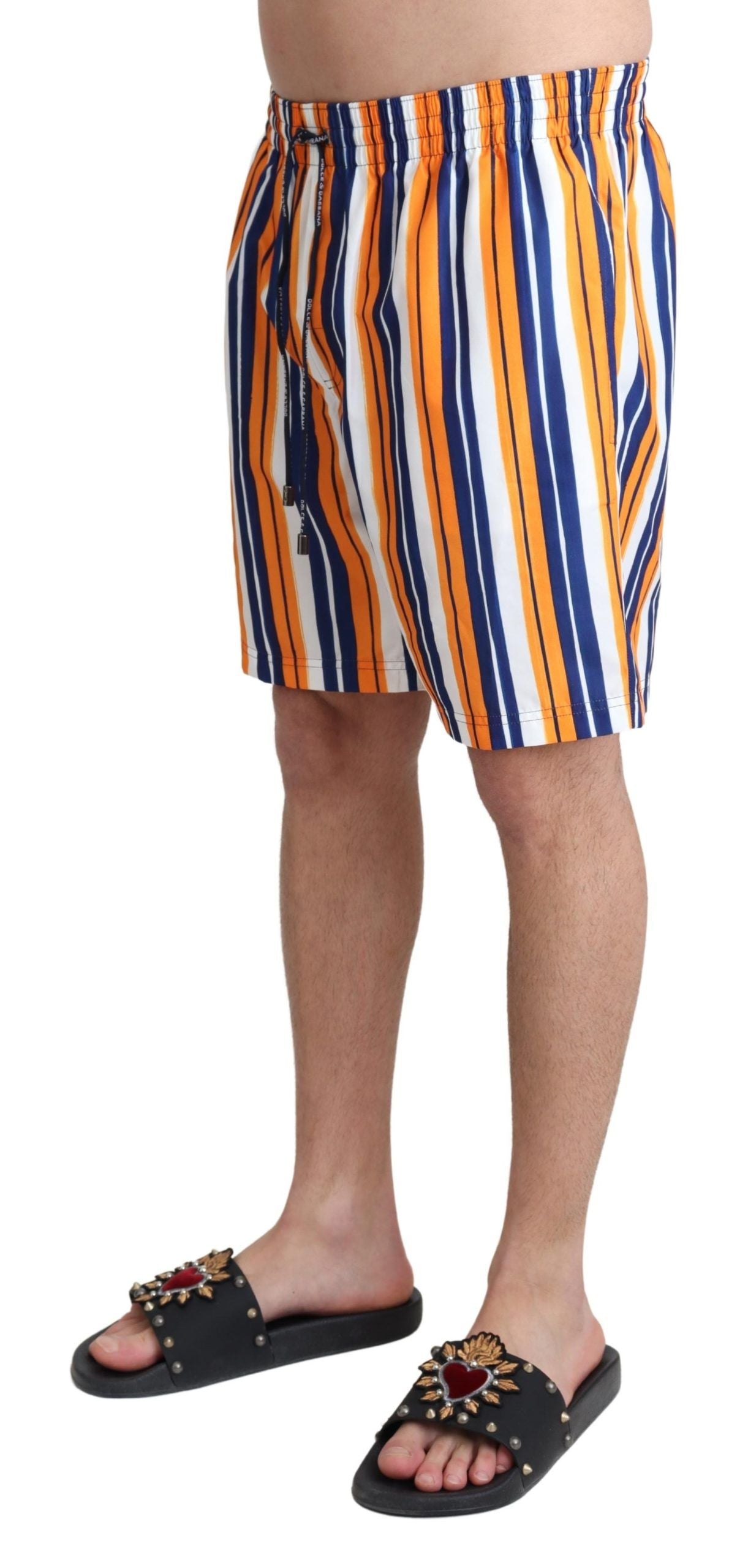 Dolce & Gabbana Multicolor Striped Beachwear Swim Shorts-2