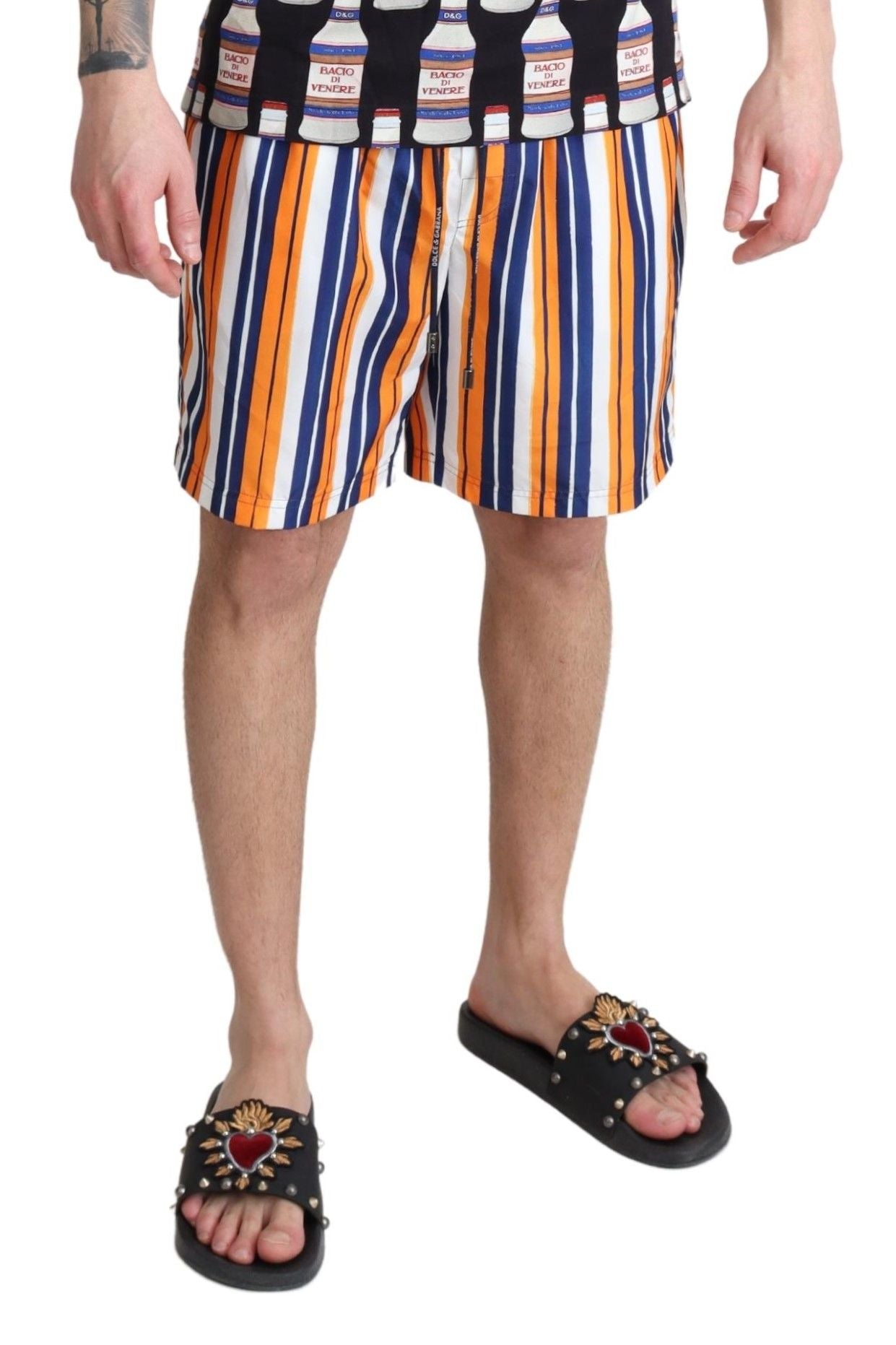 Dolce & Gabbana Multicolor Striped Beachwear Swim Shorts-4