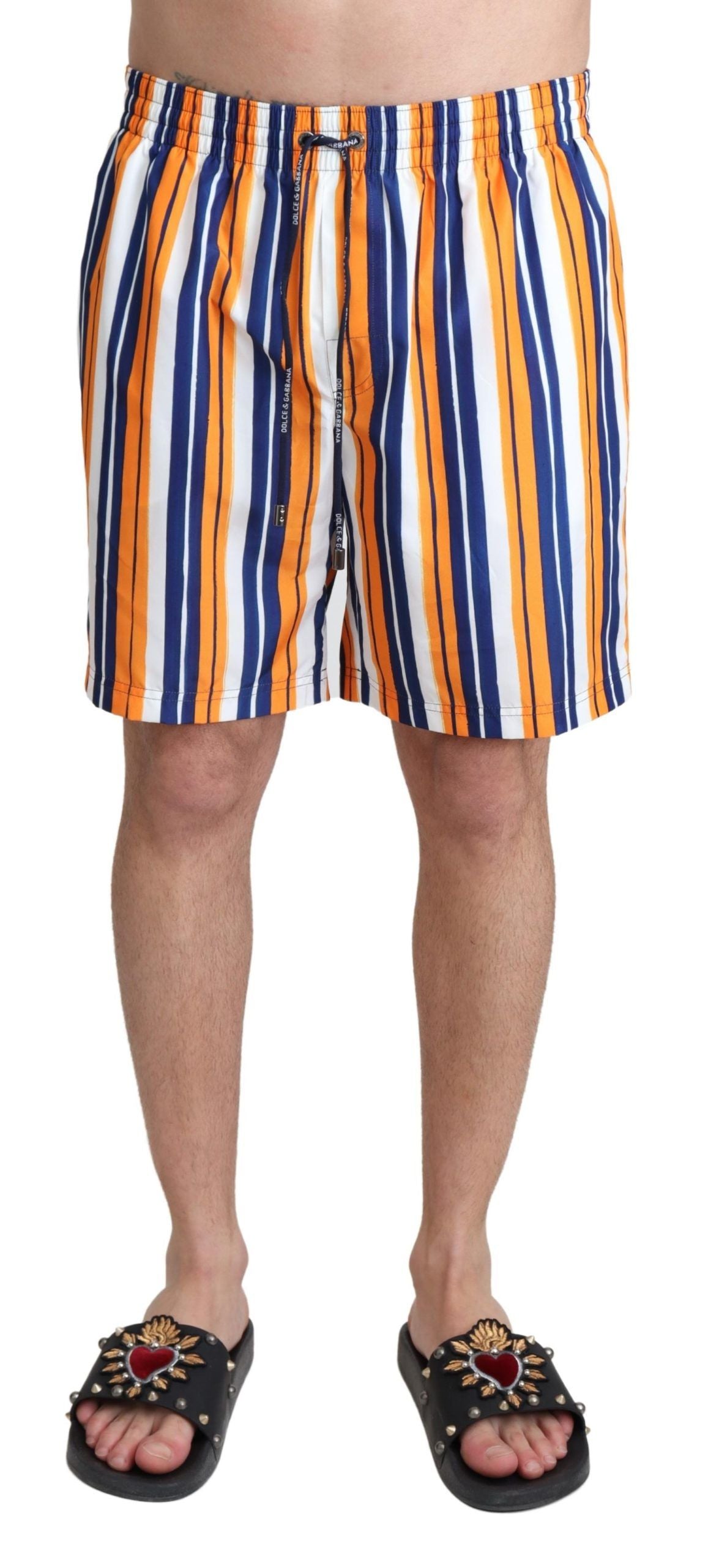 Dolce & Gabbana Multicolor Striped Beachwear Swim Shorts-1