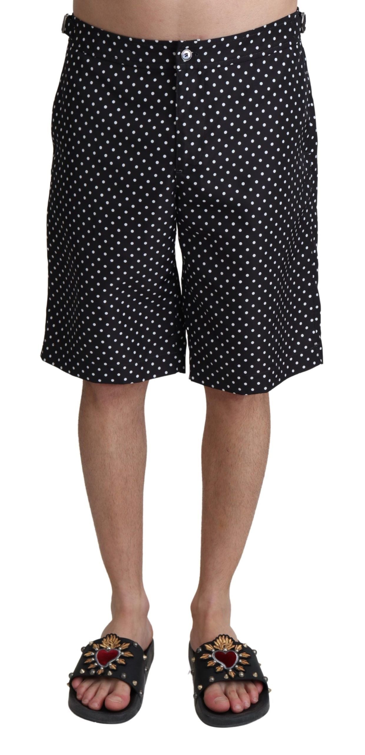 Dolce & Gabbana Black Polka Dot Beachwear Shorts Swimwear-1