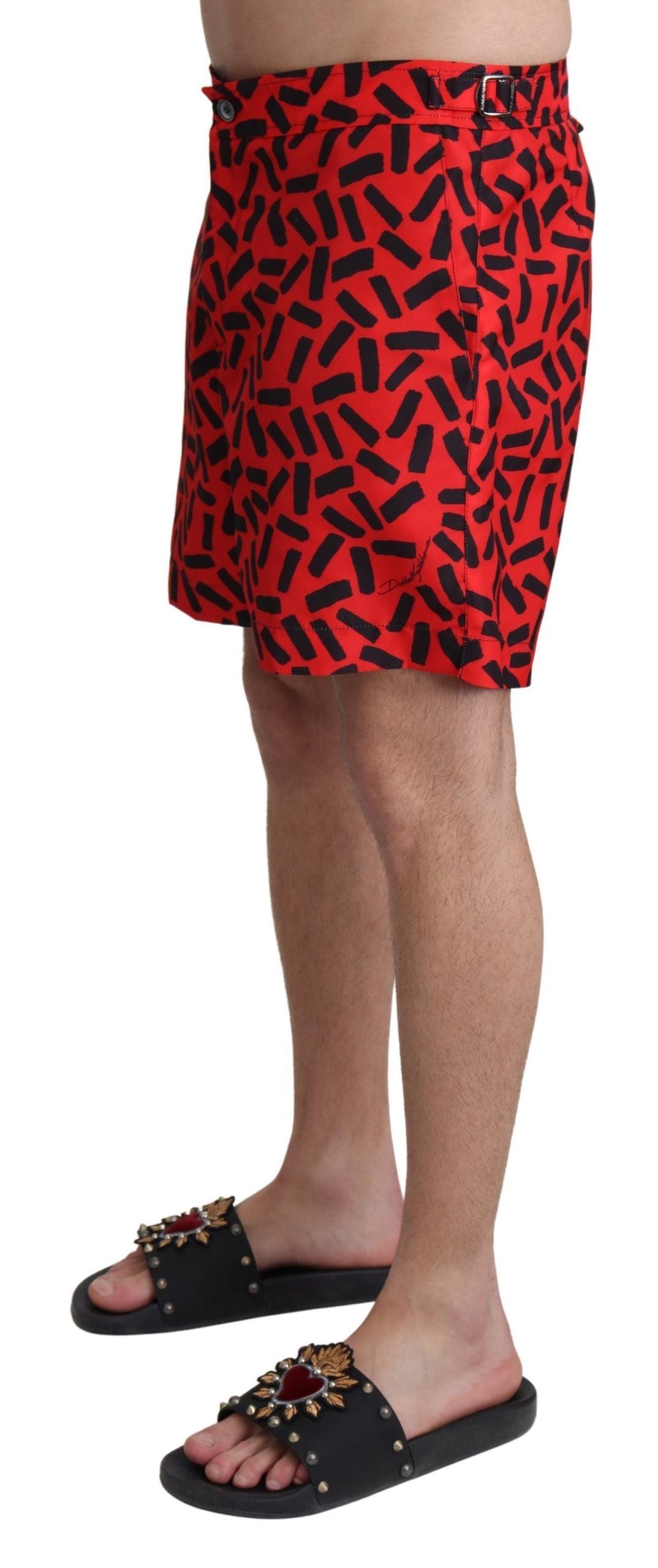 Dolce & Gabbana Red Patterned Beachwear Shorts Swimwear-2