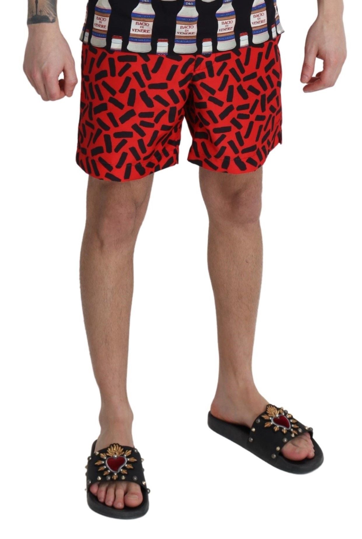 Dolce & Gabbana Red Patterned Beachwear Shorts Swimwear-4