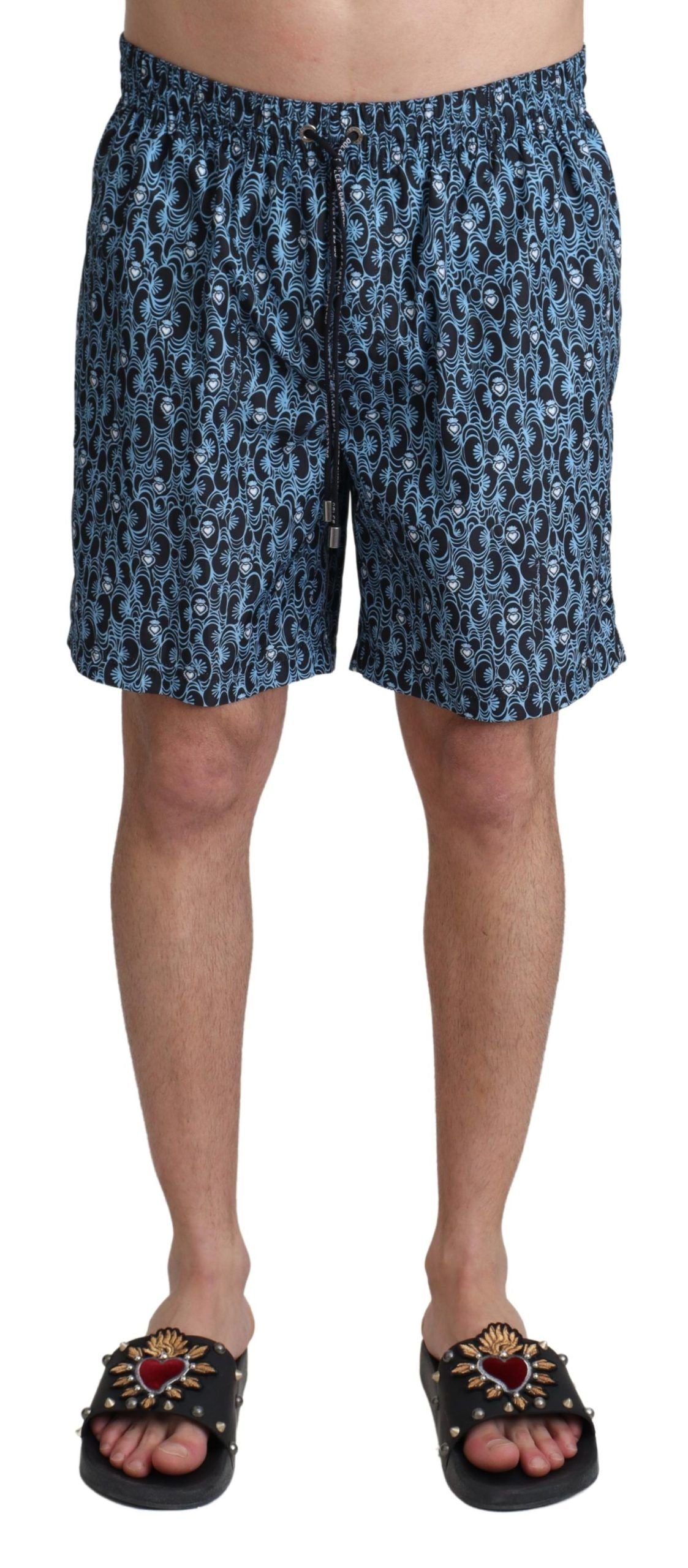 Dolce & Gabbana Blue Patterned Beachwear Shorts Swimwear-1