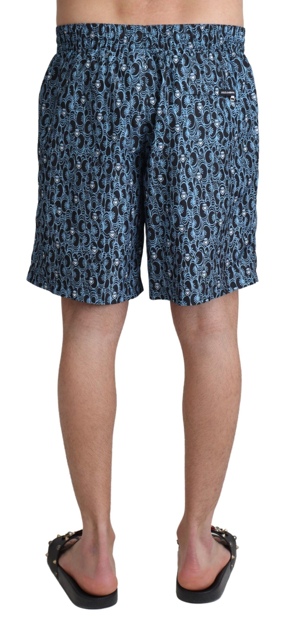 Dolce & Gabbana Blue Patterned Beachwear Shorts Swimwear-3