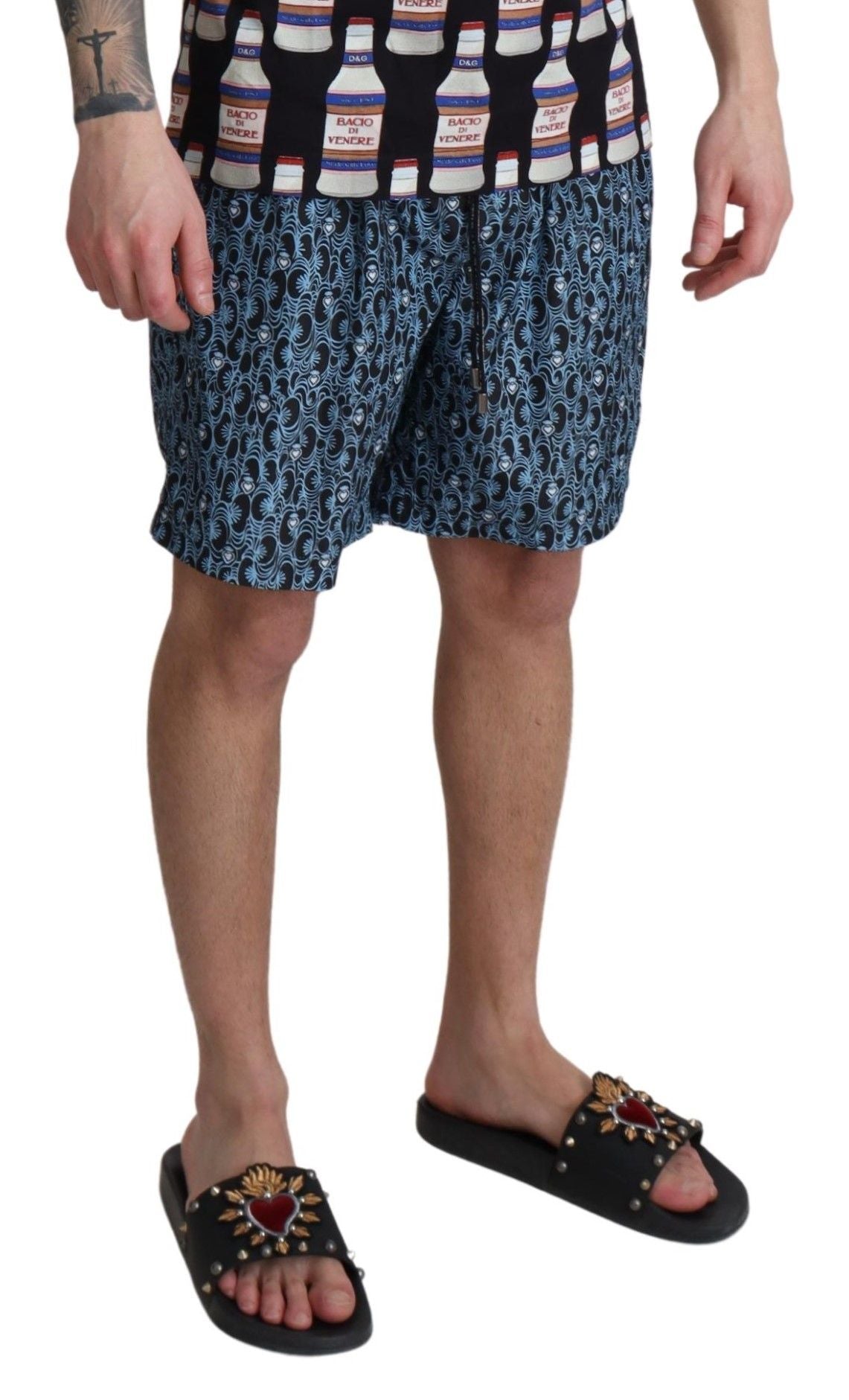 Dolce & Gabbana Blue Patterned Beachwear Shorts Swimwear-4