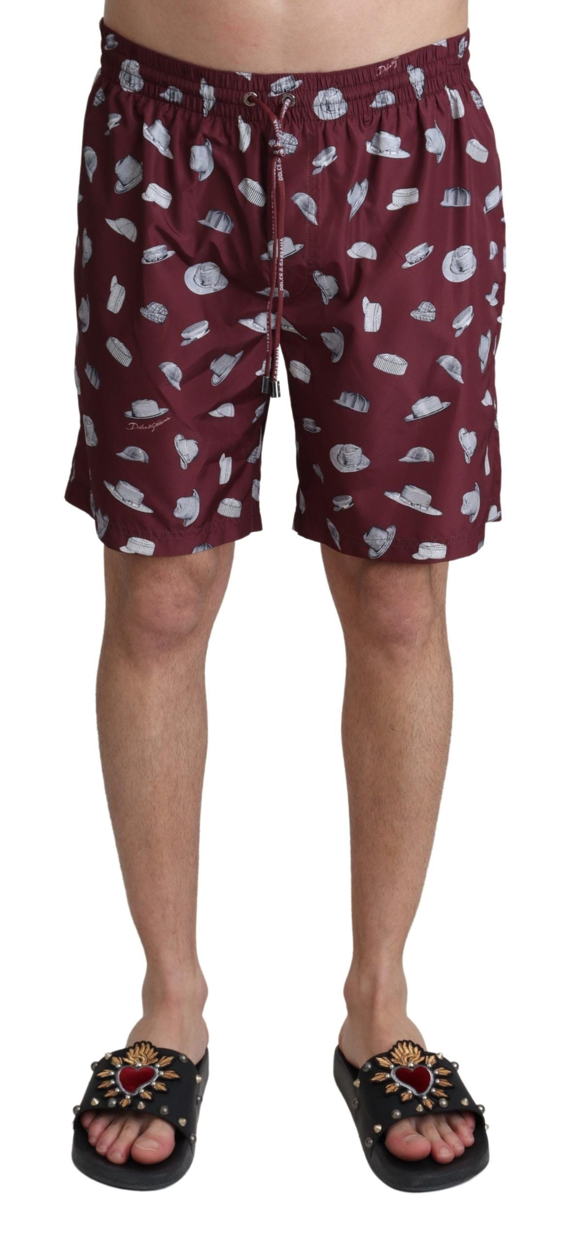 Dolce & Gabbana Maroon Hüte Print Strandbekleidung Shorts Bademode-1