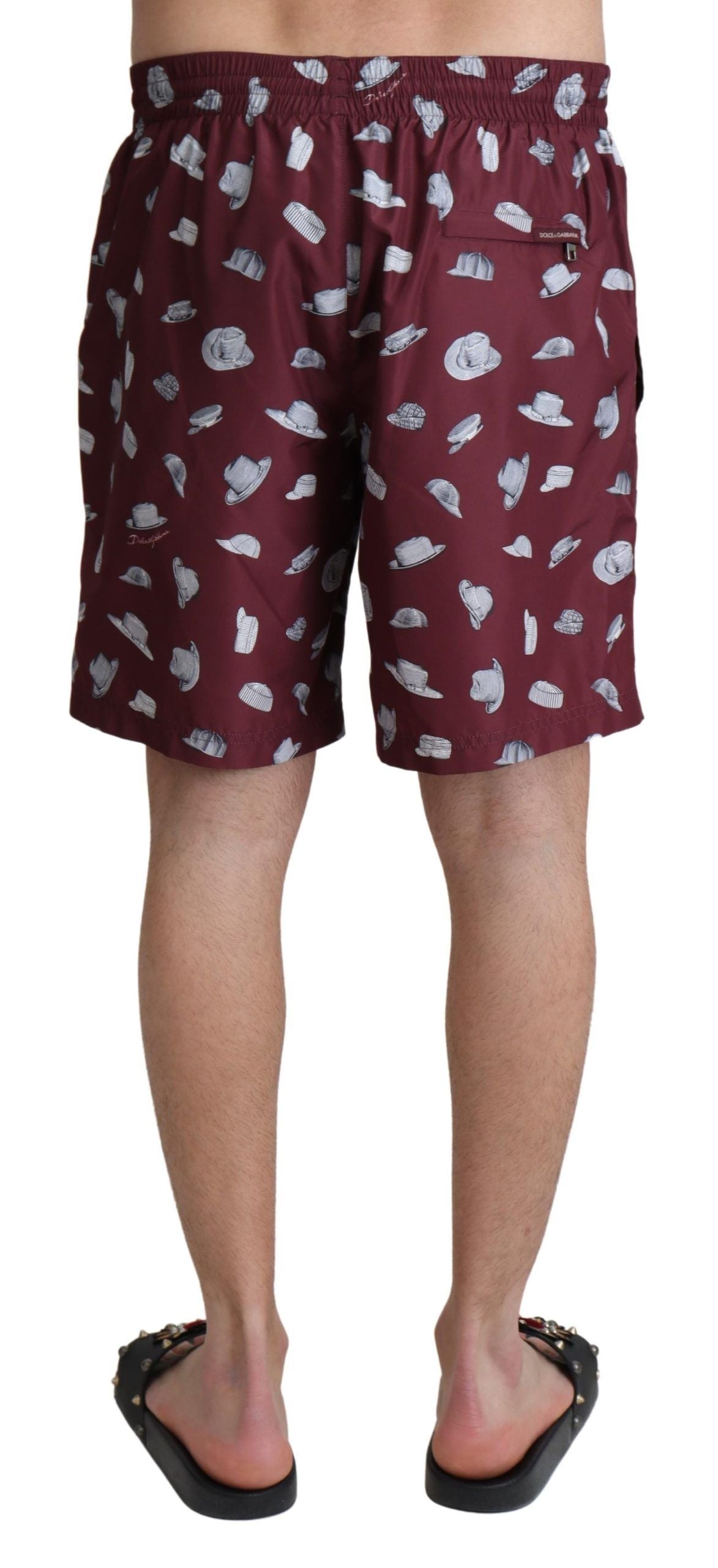 Dolce & Gabbana Maroon Hüte Print Strandbekleidung Shorts Bademode-3