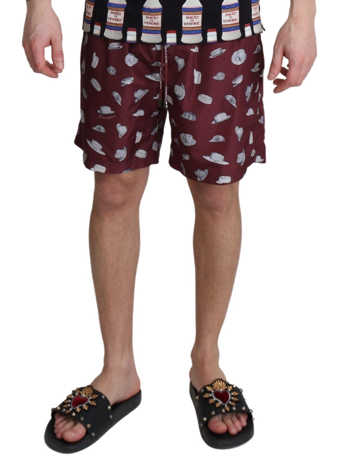 Dolce & Gabbana Maroon Hüte Print Strandbekleidung Shorts Bademode-4