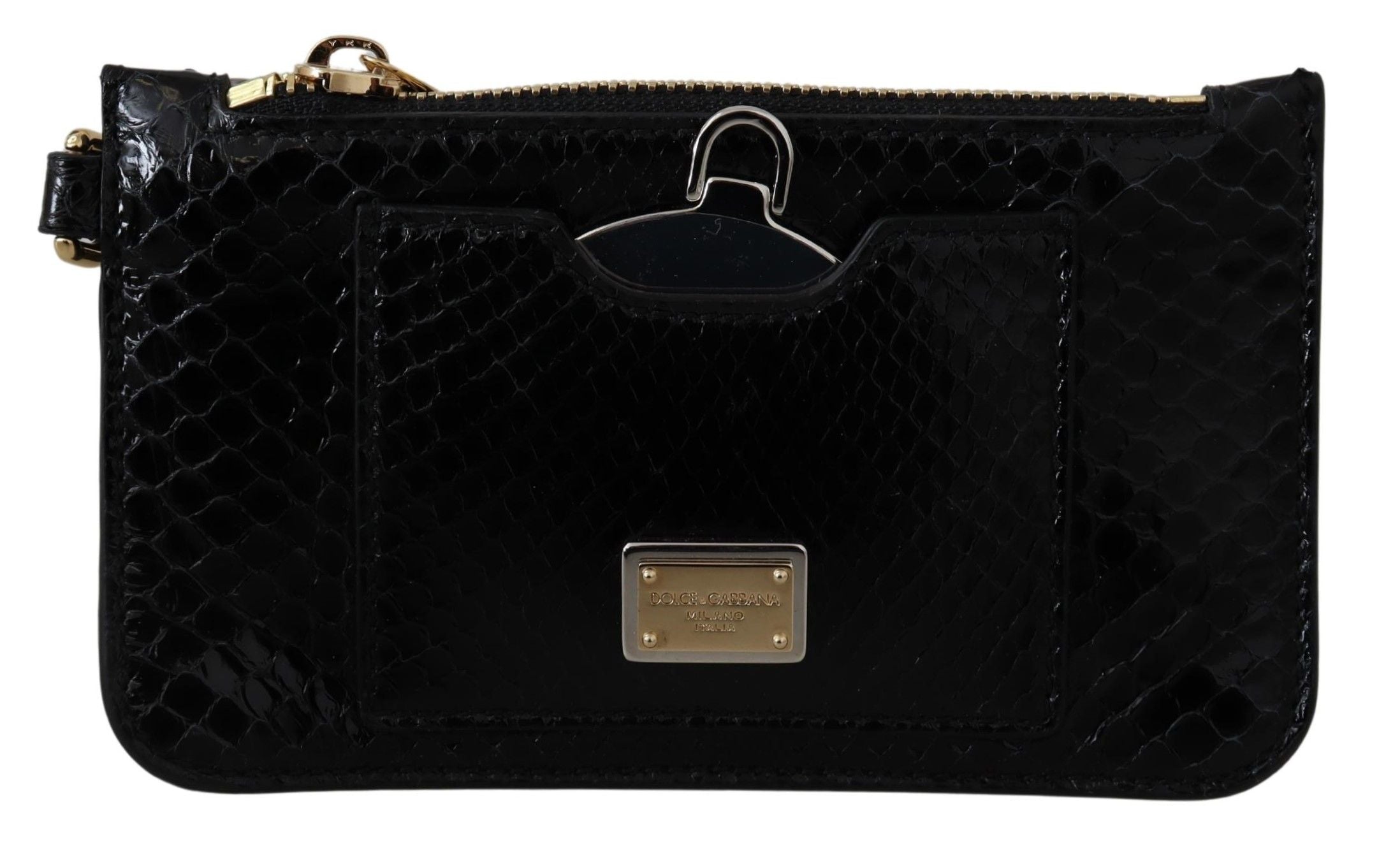 Dolce & Gabbana Black Leather Wallet Handbag Mirror Agnese Wallet