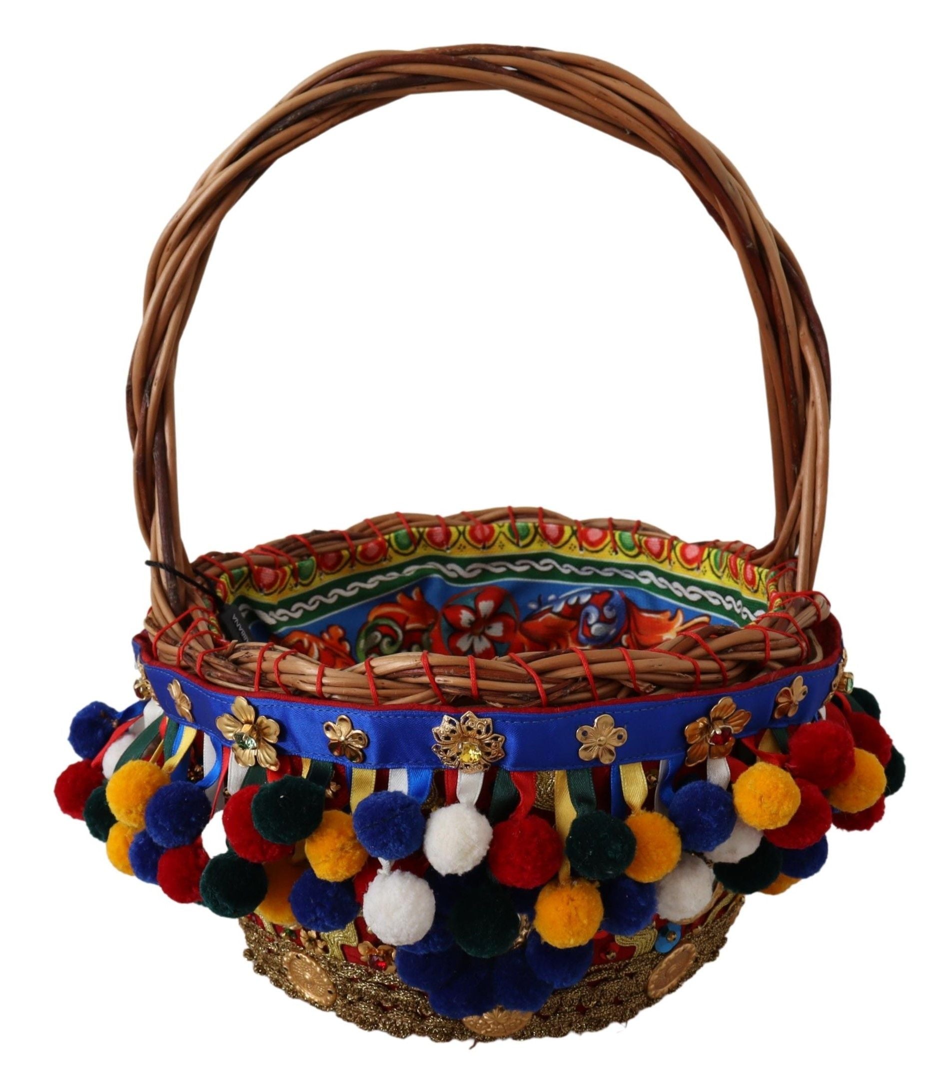 Bolso tote Agnese Basket de algodón multicolor con adornos de Dolce & Gabbana