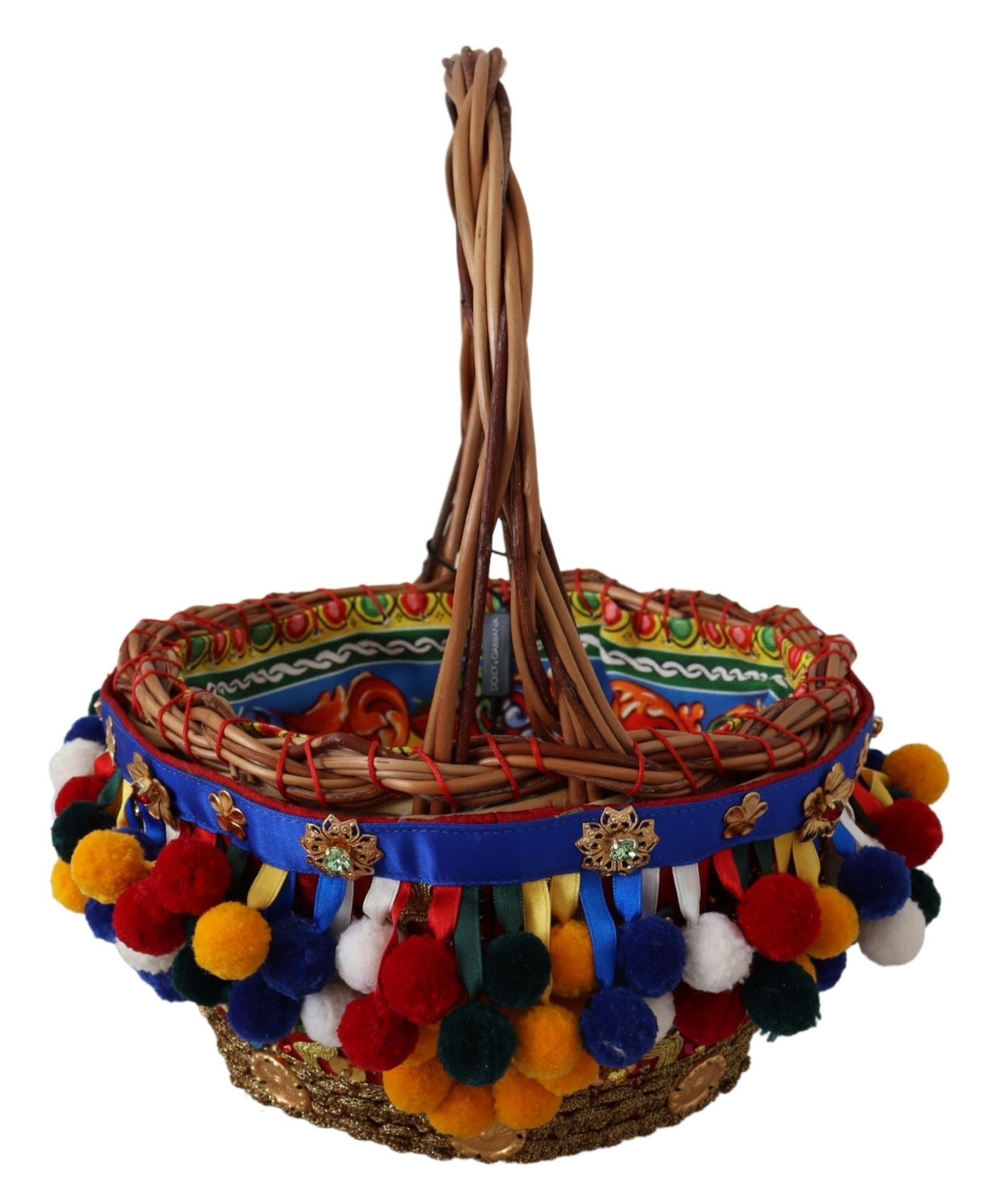 Bolso tote Agnese Basket de algodón multicolor con adornos de Dolce & Gabbana-2