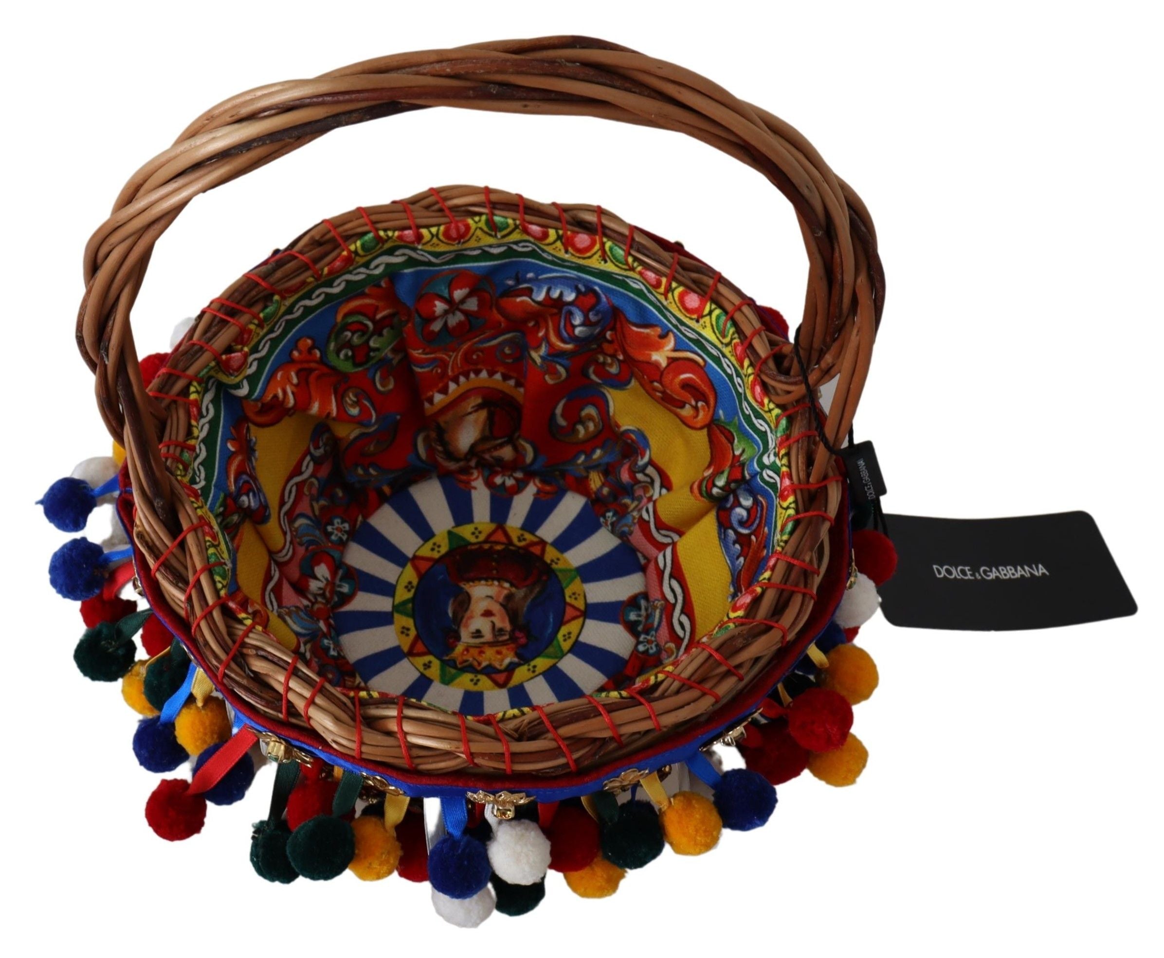Bolso tote Agnese Basket de algodón multicolor con adornos de Dolce & Gabbana-4