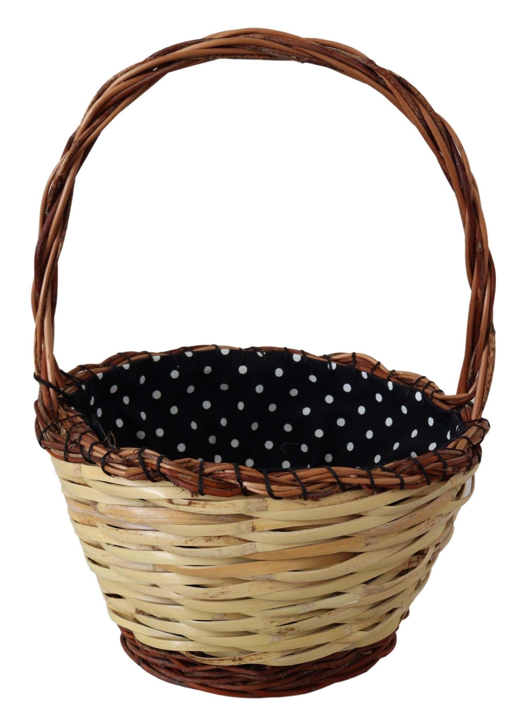 Bolso tote de mimbre con diseño de sauce y madera beige de Dolce & Gabbana-1