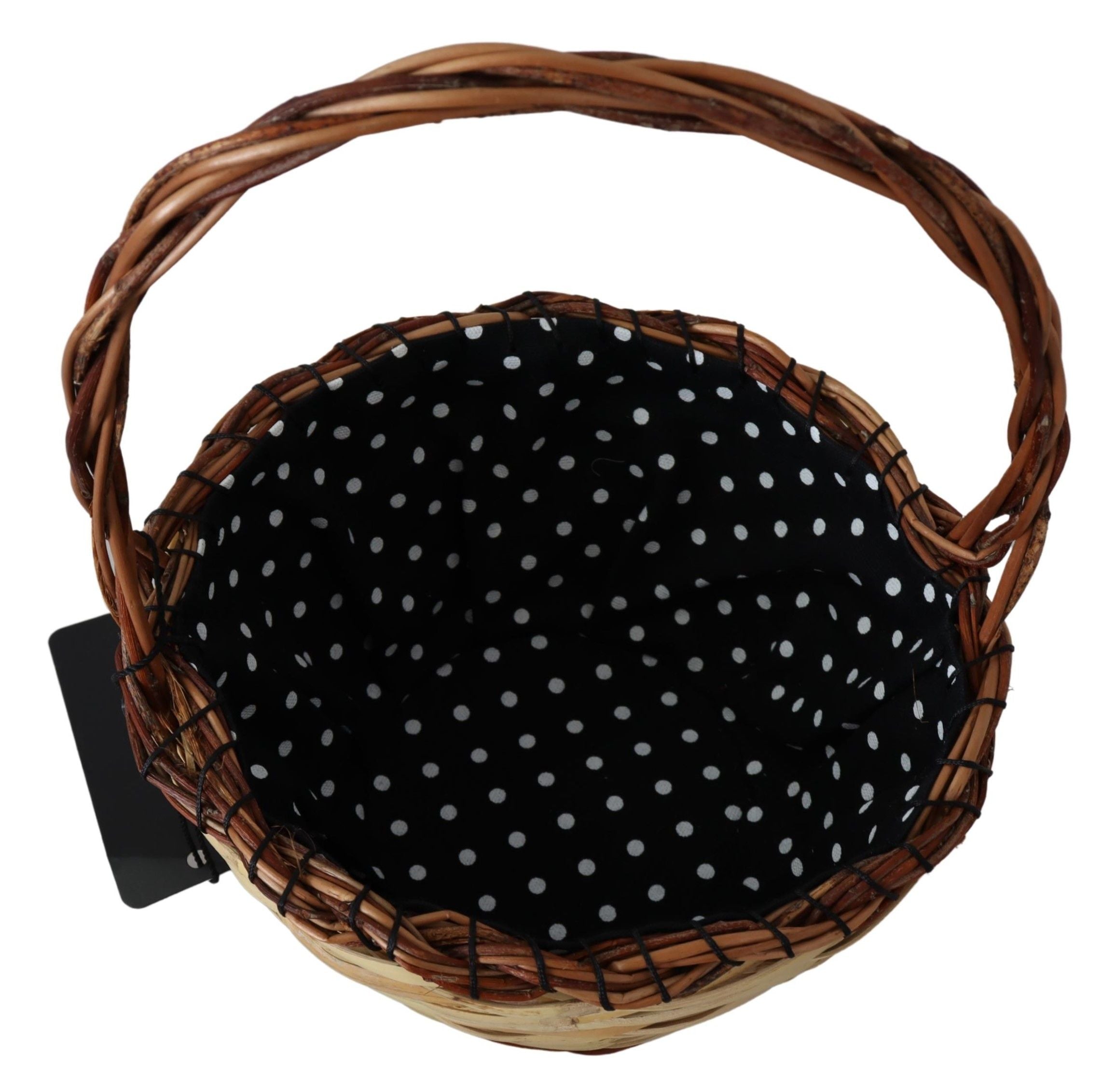 Bolso tote de mimbre con diseño de sauce y madera beige de Dolce & Gabbana-3