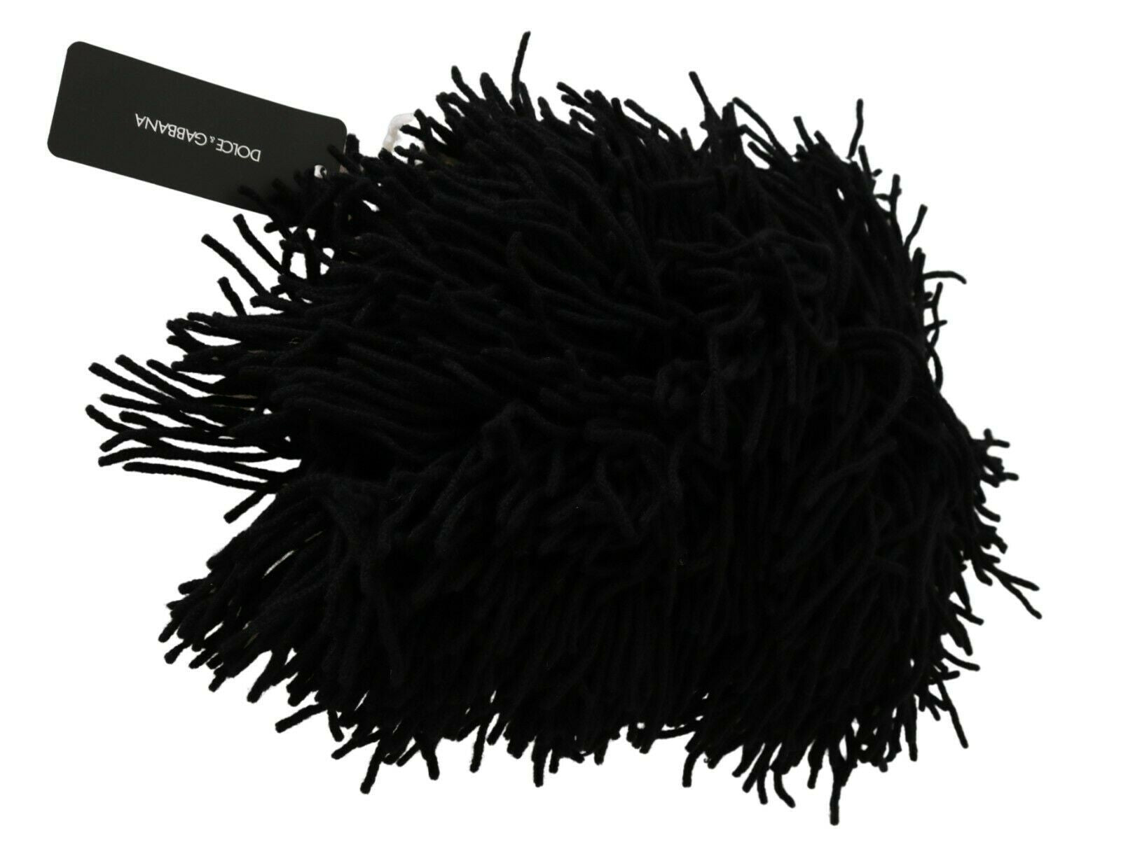 Dolce & Gabbana black and white knitted cashmere hat with animal motif-4