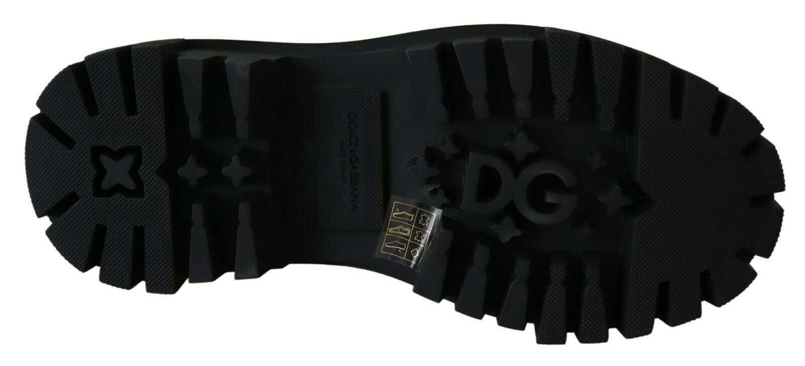 Dolce & Gabbana Black Leather Crystal Combat Boots-4