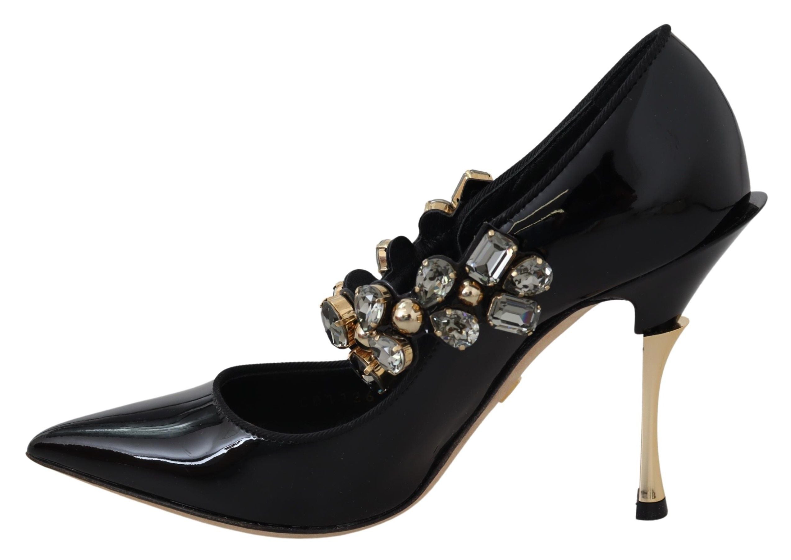 Dolce & Gabbana Black Leather Crystal Shoes Mary Jane Pumps-7
