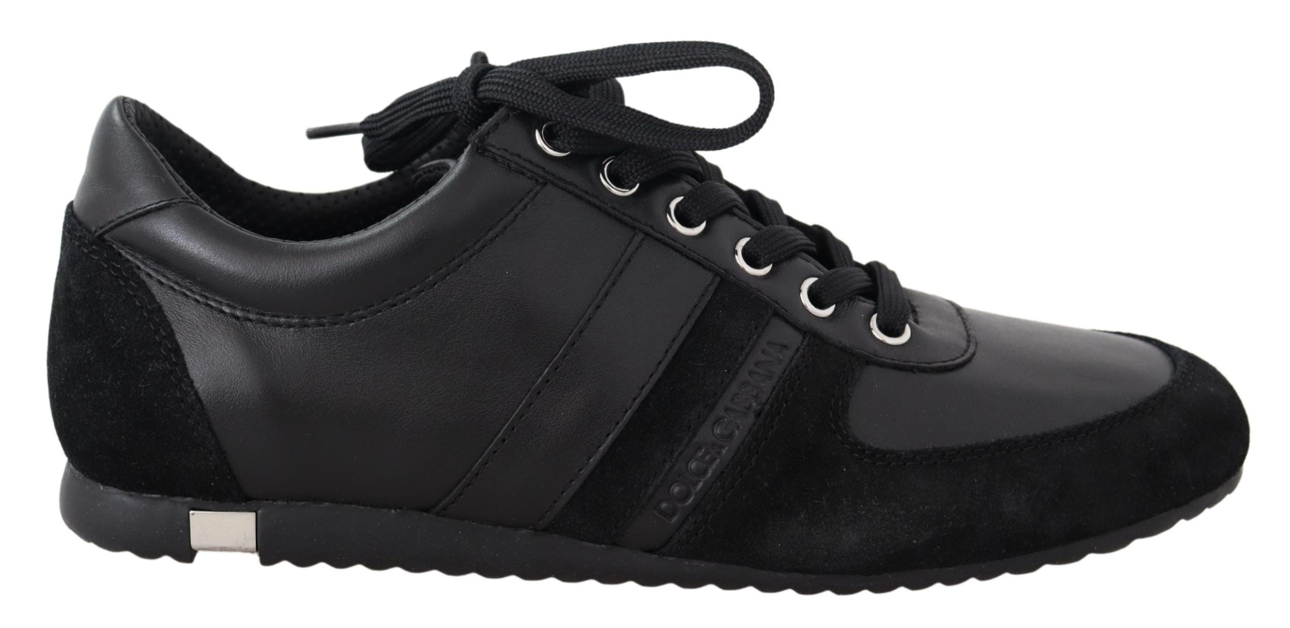 Dolce & Gabbana Black Logo Leather Casual Sneakers Shoes-1
