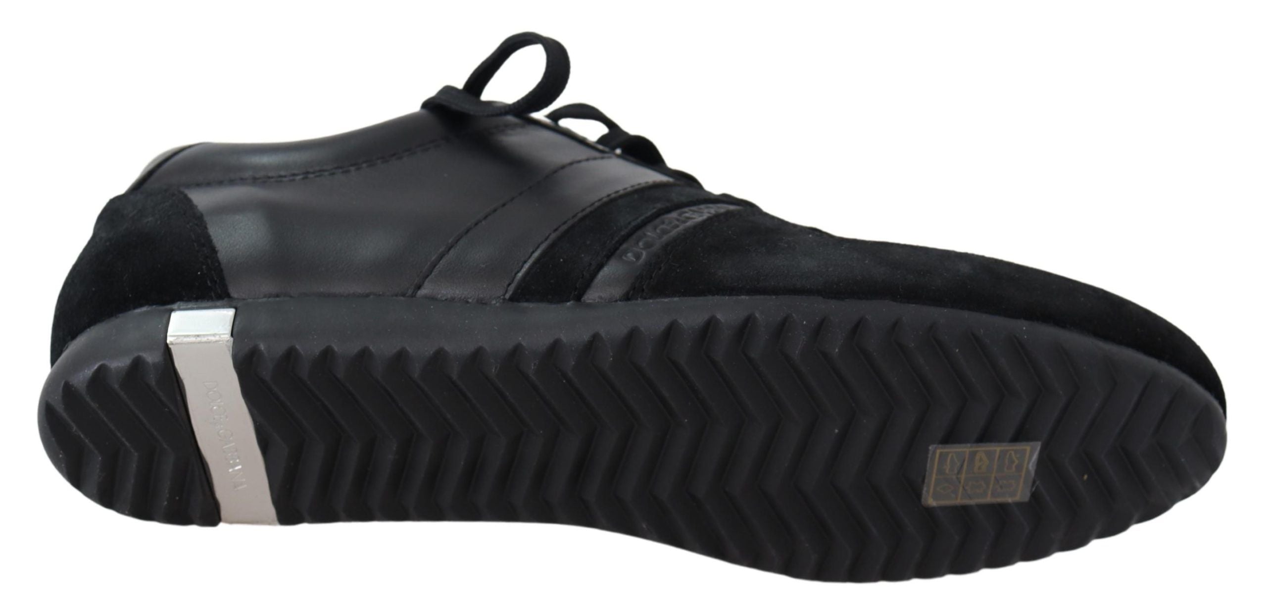 Dolce & Gabbana Black Logo Leather Casual Sneakers Shoes-3