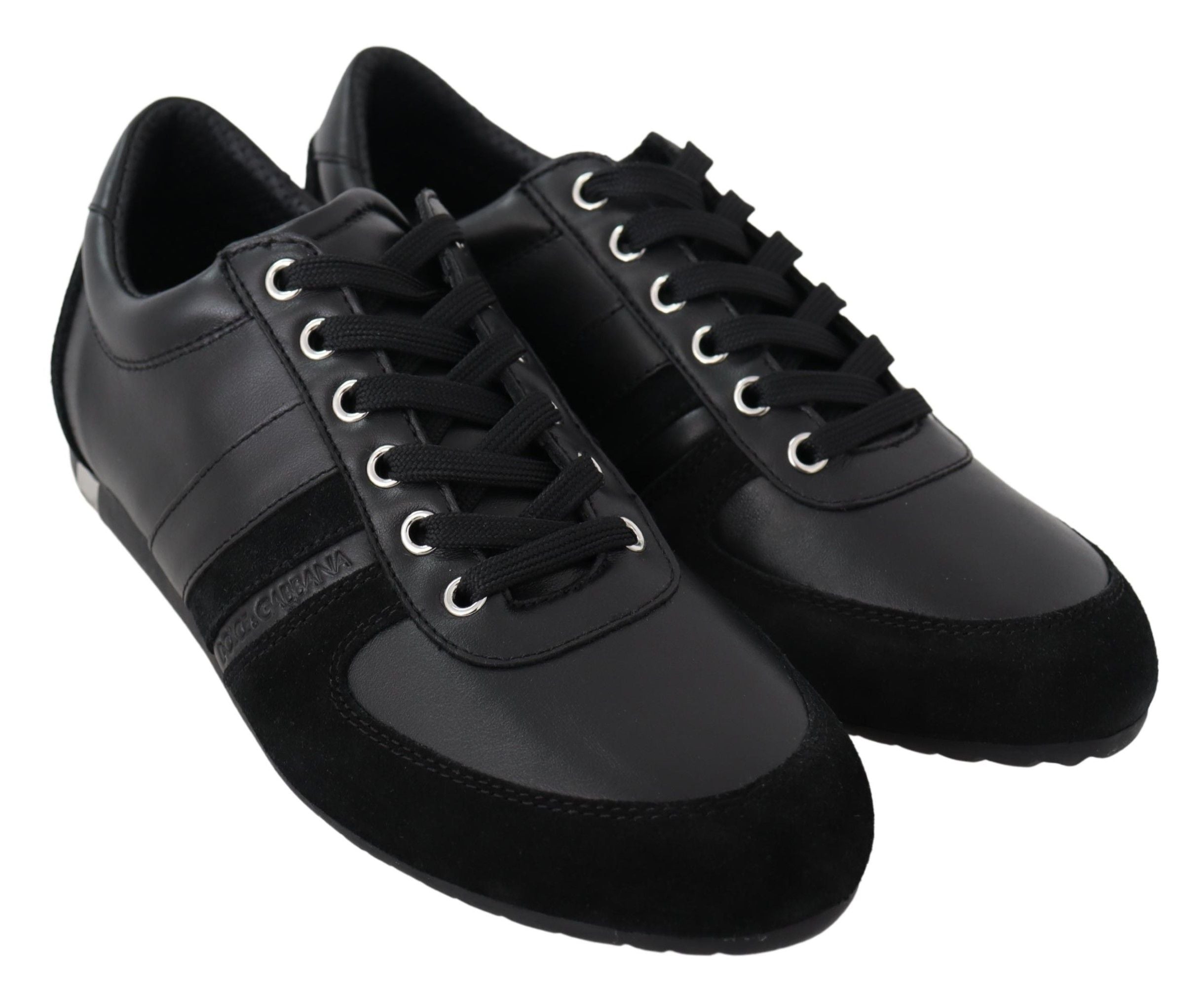 Dolce & Gabbana Black Logo Leather Casual Sneakers Shoes-6