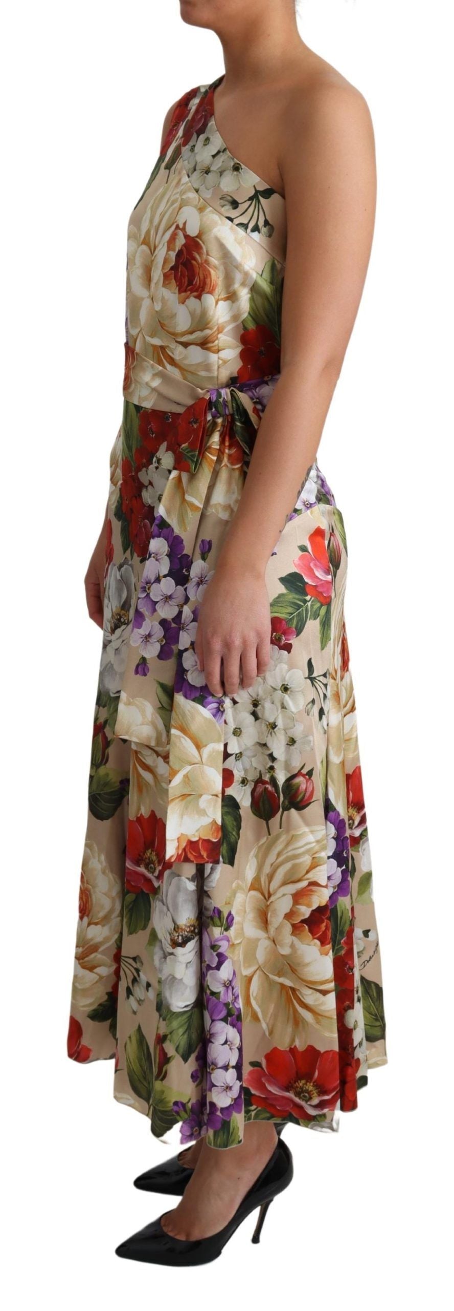Dolce & Gabbana Print Seiden-Stretch-One-Shoulder-Kleid Floral-3