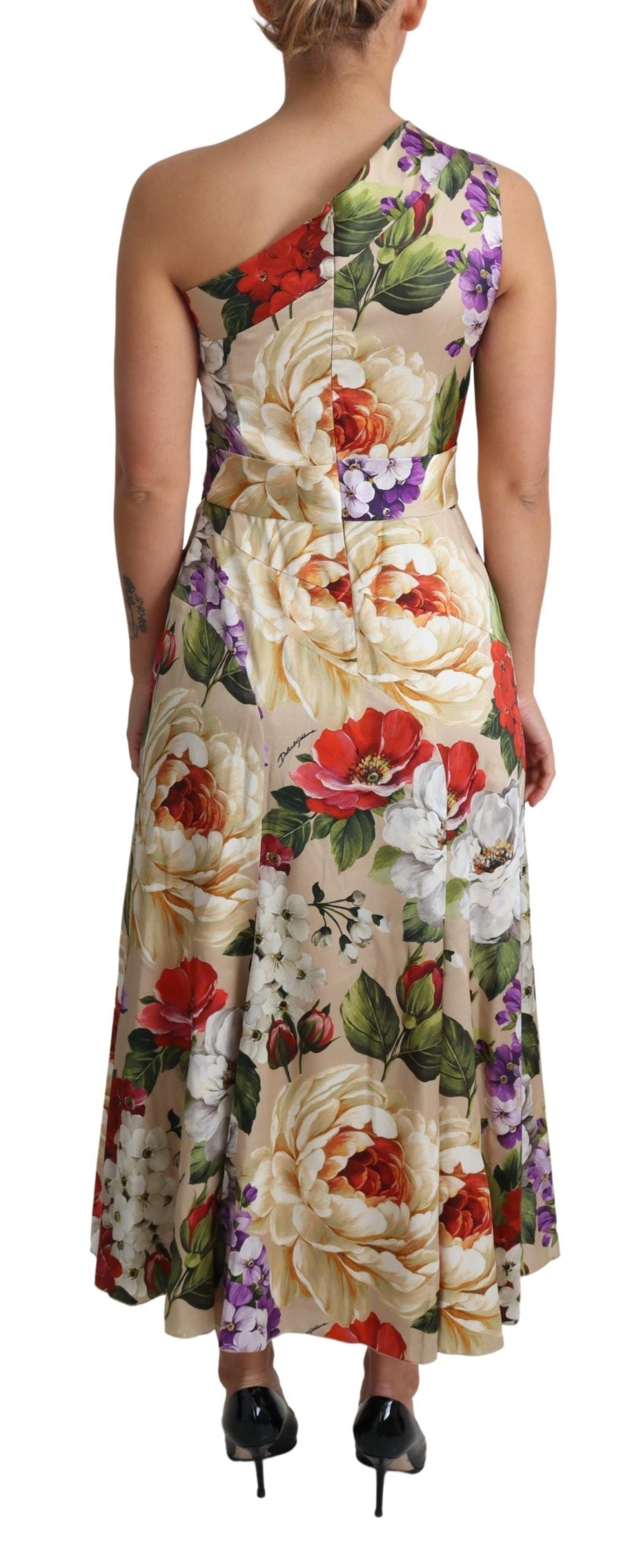Dolce & Gabbana Print Seiden-Stretch-One-Shoulder-Kleid Floral-4