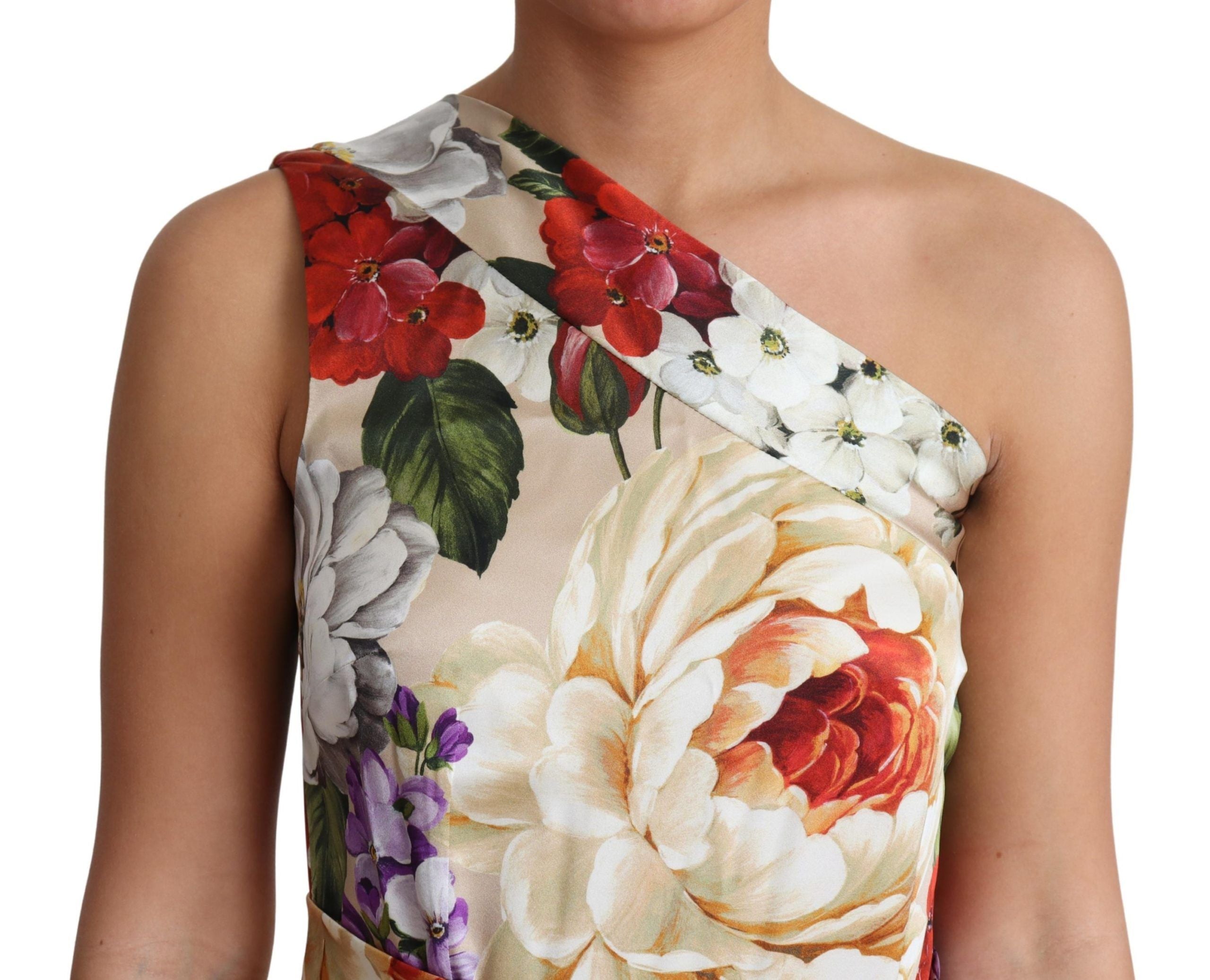 Dolce & Gabbana Print Seiden-Stretch-One-Shoulder-Kleid Floral-5